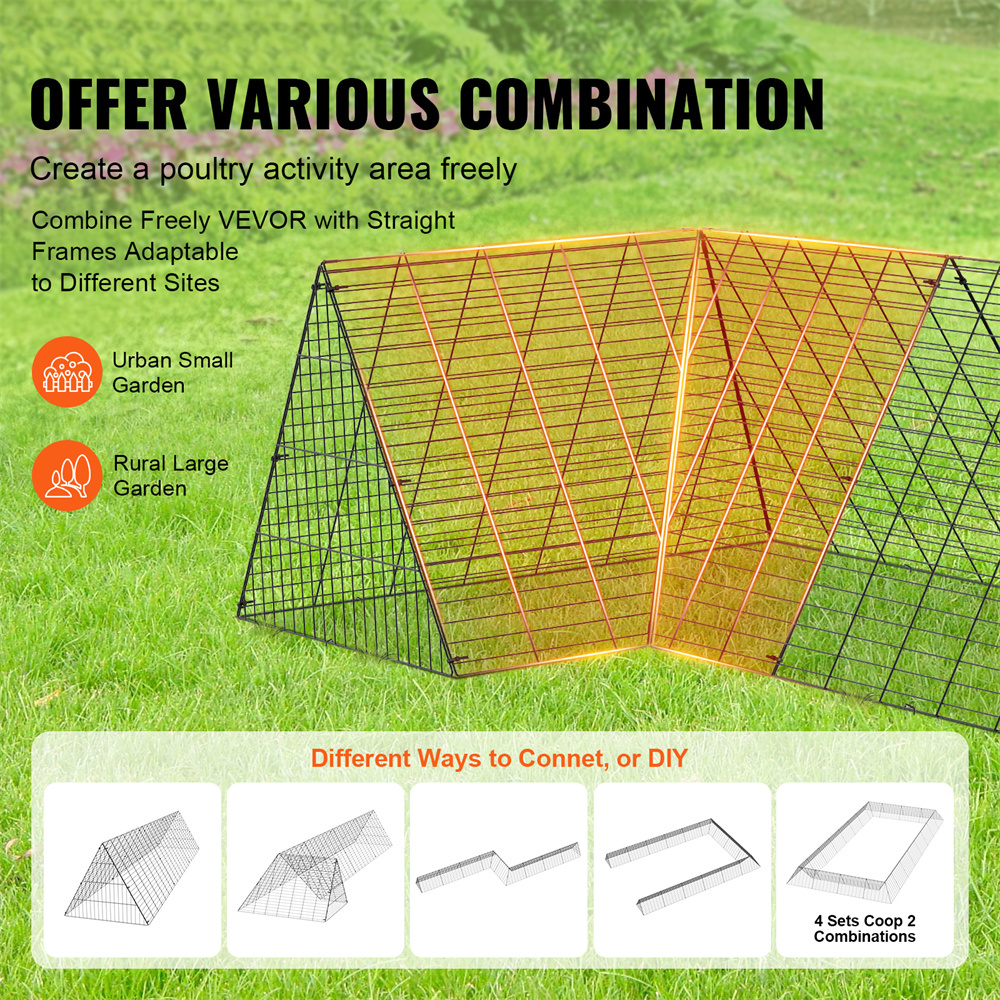 Chicken Tunnels, 287 X 78.7 X 24.2 Inch LxWxH Chicken Tunnels For Yard, Portable Chicken Tunnels For Outside With Corner Frames, 2 Sets, Suitable For Chickens, Ducks, Rabbits — imagen 2