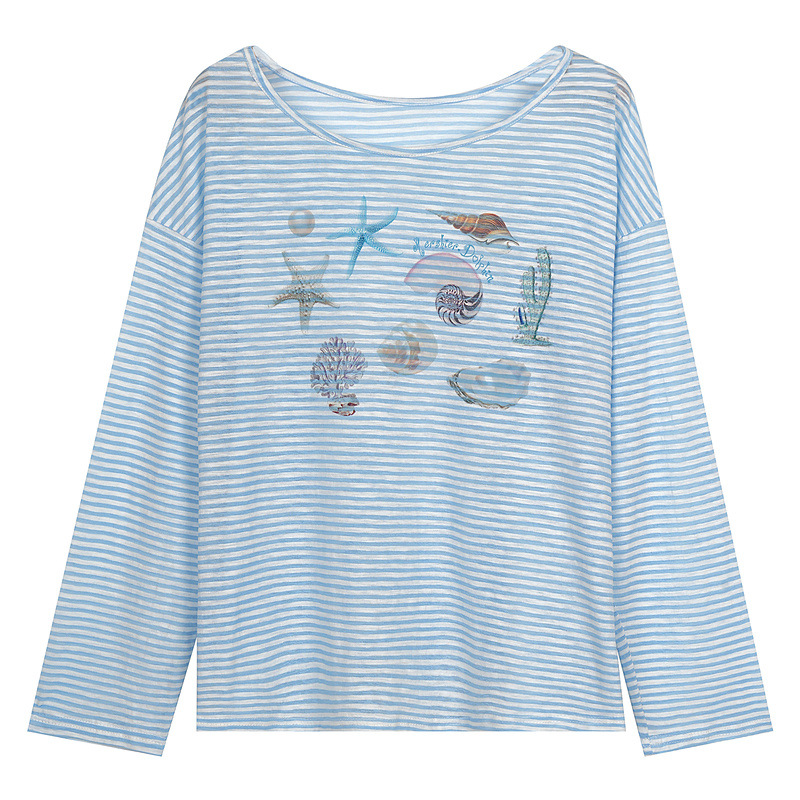 Ocean style shell starfish printed long sleeved T-shirt — image 6