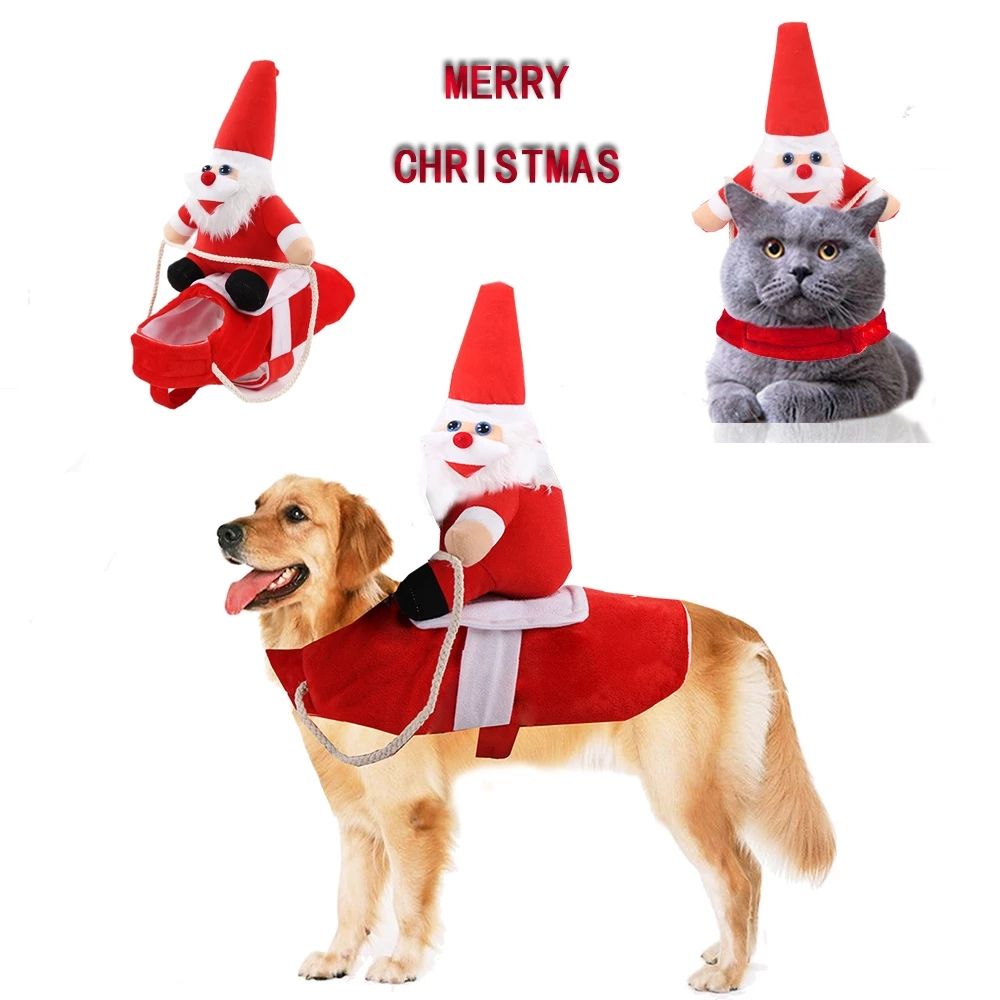 Fashion Designer Large And Medium Santa Dog Christmas Costumes Riding Clothes Transformed Into Santa Claus Clothes — image 1