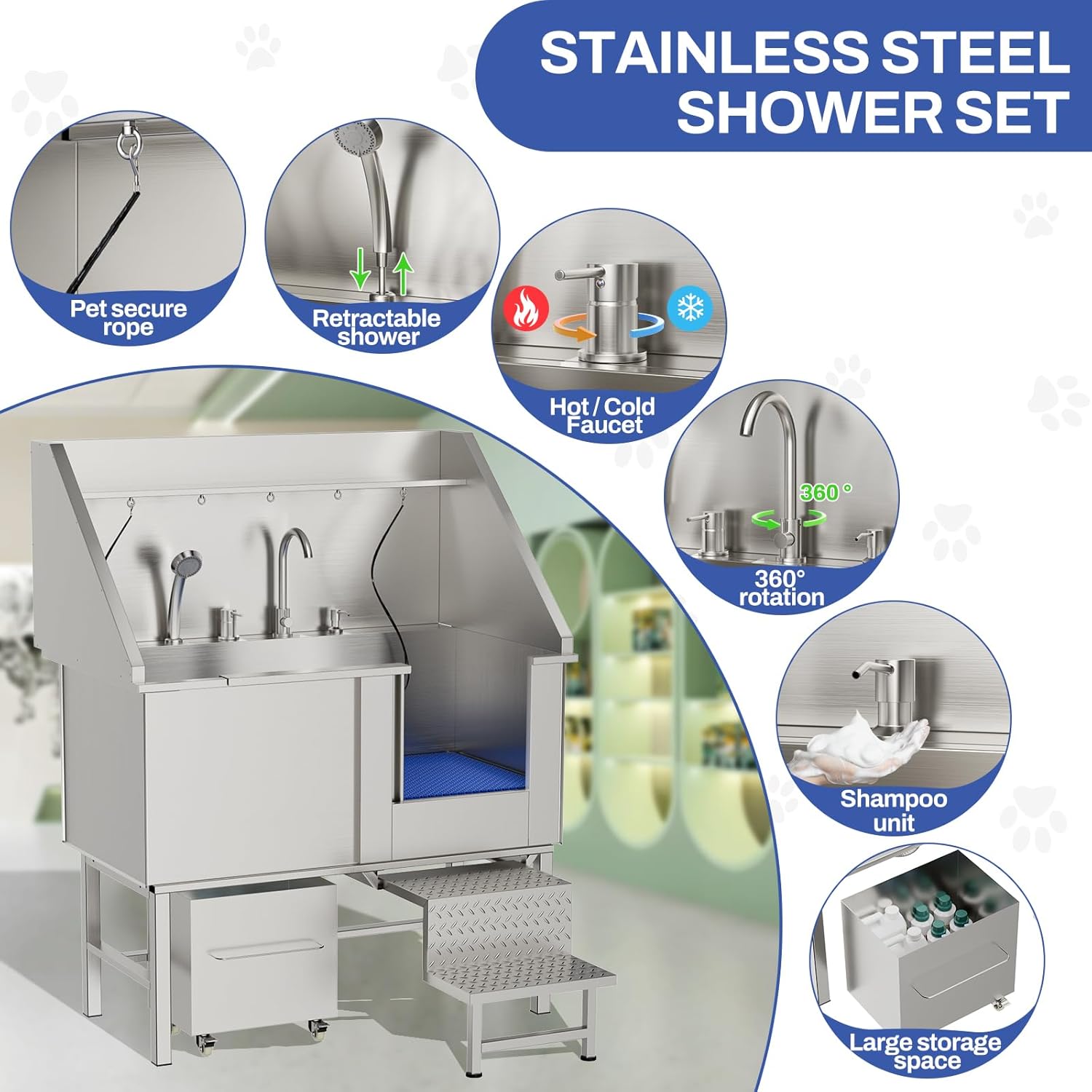 50inStainless Steel Dog Washing Station — imagen 5