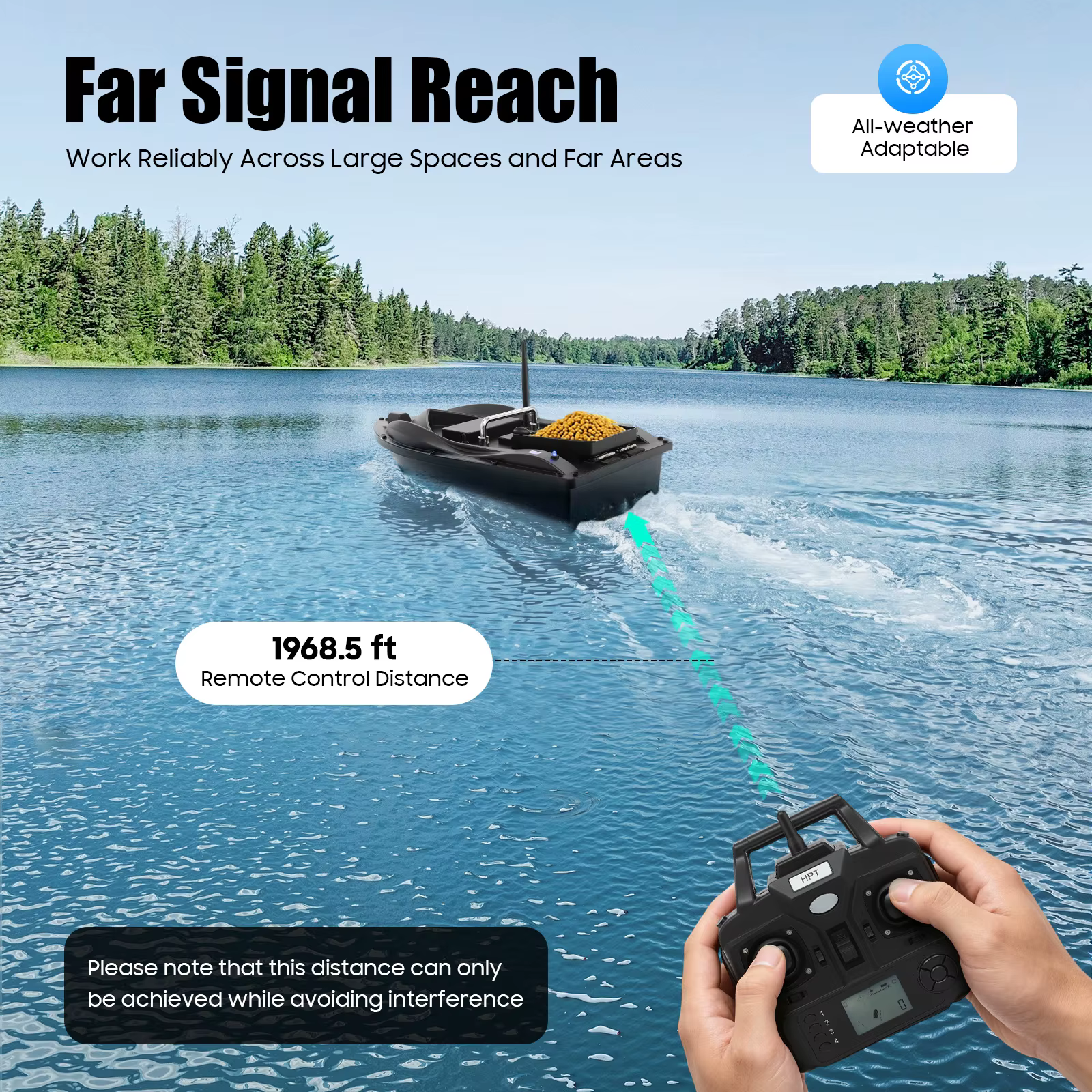 Fishing Bait Boat Fishing Bait Boat with Gps 4-8h Long Working Time Bait Boat with Remote Control for Lake River Reservoir — image 2