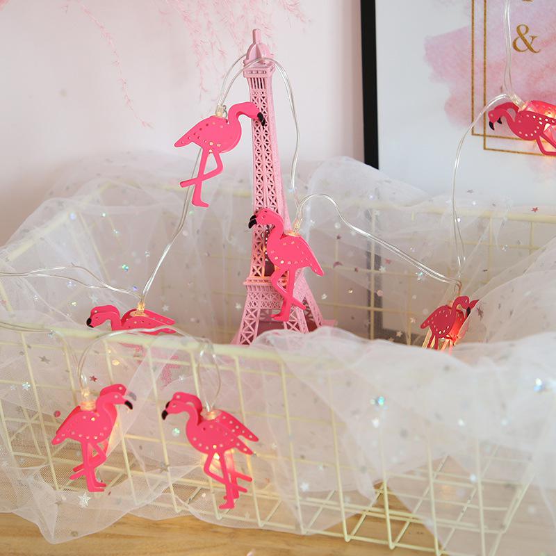 HobbyLane Pink Iron Flamingos Shape Battery Powered Garden String Light Christmas Holiday Party Girl Room Decoration — image 2