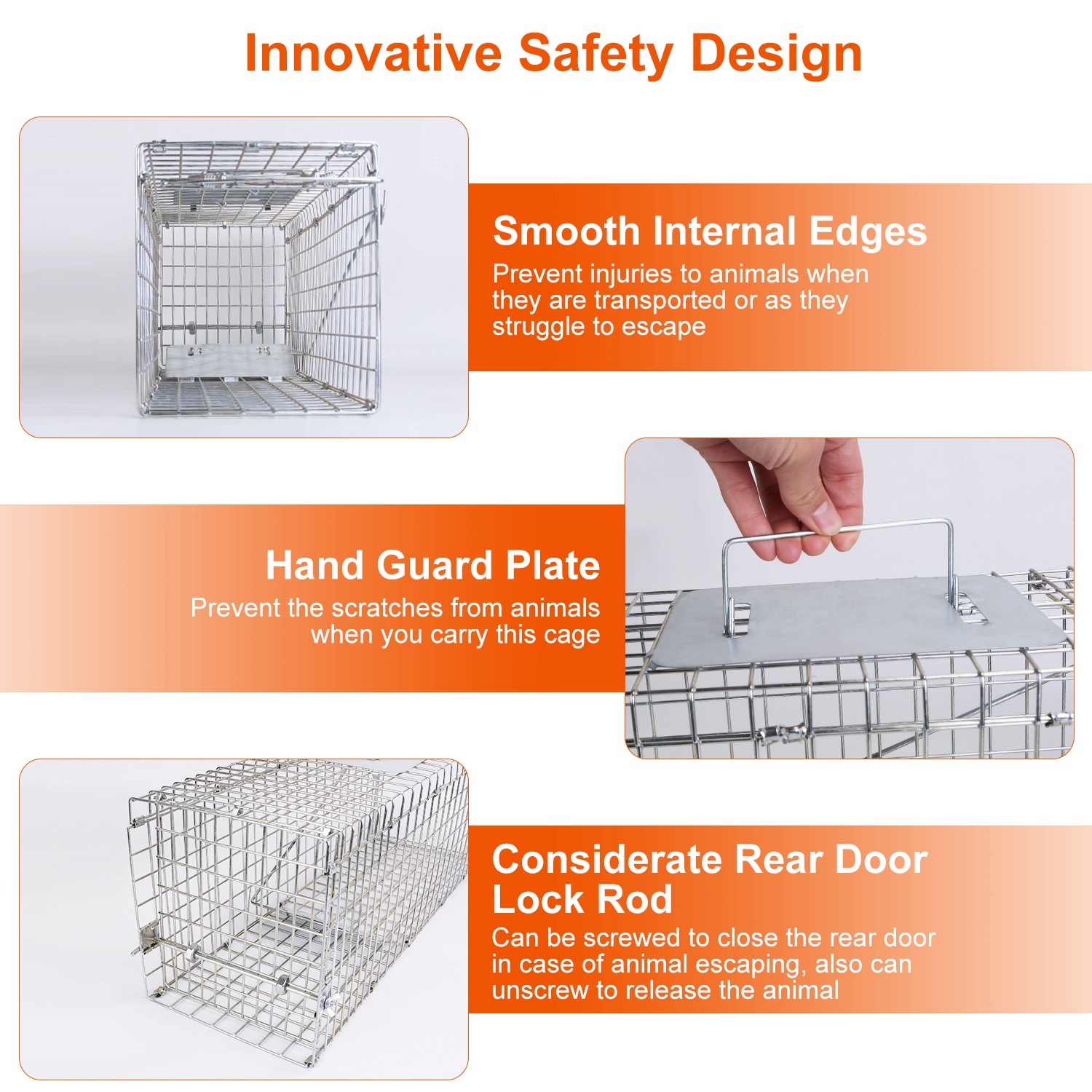 Humane Cat Trap Cage Catch Release Live Animal Rodent Cage Collapsible Galvanized Wire For Small Raccoons Beavers Groundhogs Foxes Armadillos — image 2