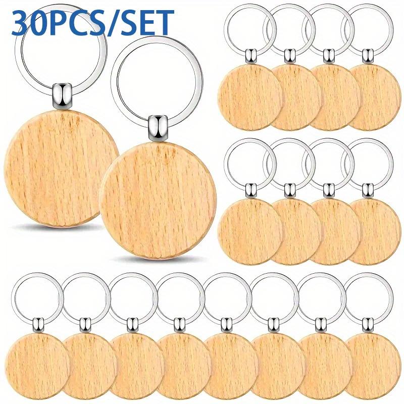 Set de 30 Llaveros de Madera - Llaveros Redondos de Madera Artesanales, Ideales para Manualidades, Sets Personalizables para Hacer Llaveros, Llaves de Auto, Etiquetas para Mochila, Accesorios para Mascotas y Decoraciones Navideñas — imagen 5