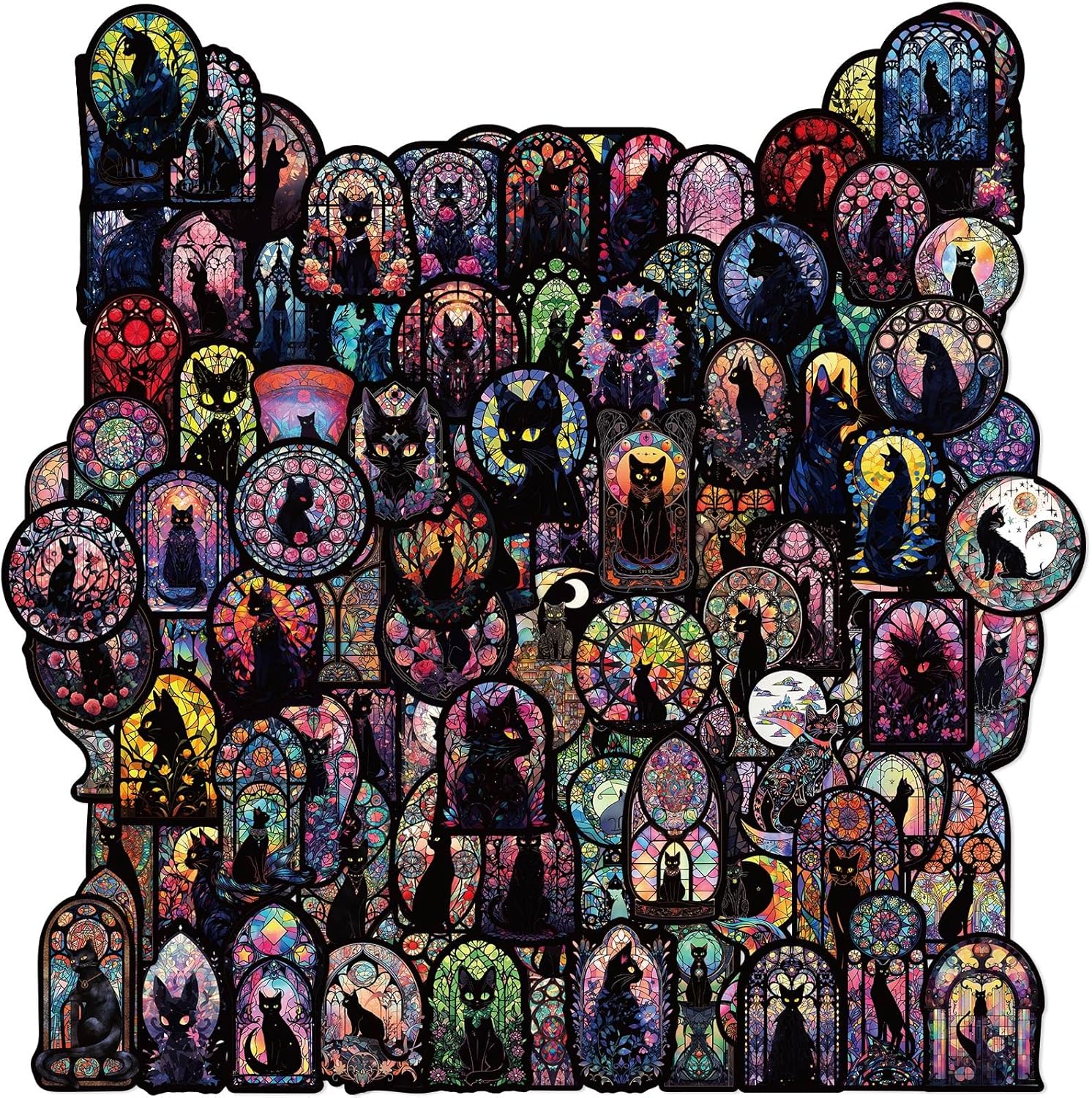100Pcs Gothic Black Cat Stickers, Graffiti Decals, Gothic Accessories, Scrapbook Stickers For Laptop, Skateboard, Water Bottle, Luggage, Phone, For Teens And Adults Clearance Sale — imagen 2