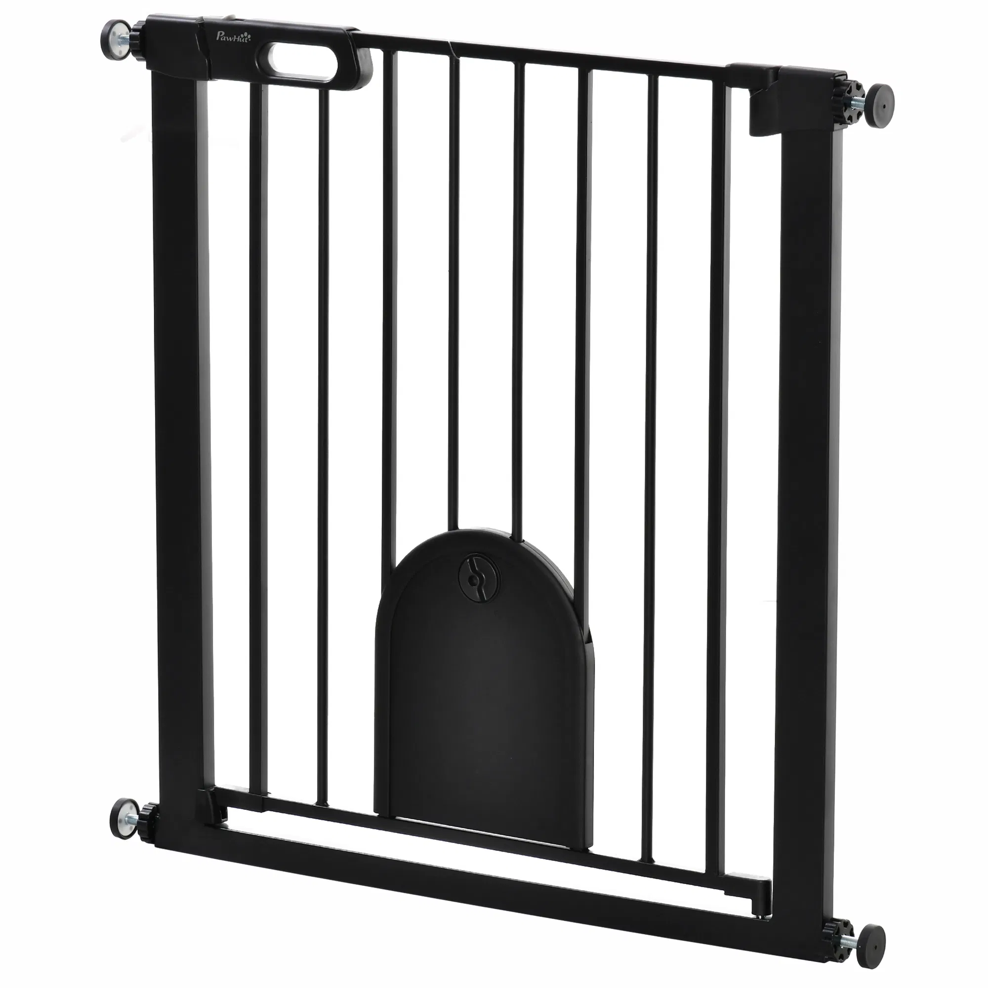 30"-32" Extra Wide Pet Gate Barrier with Small Door, 30"H Dog Gate with Safety Gate Barrier, Stair Pressure Fit, Black — image 1