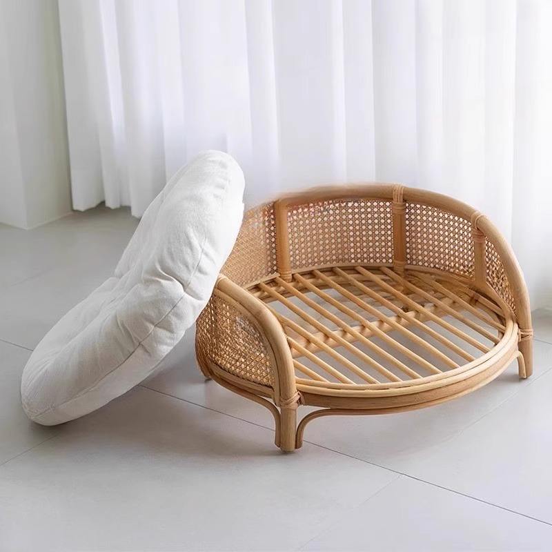 Cama de mimbre natural para perros y gatos, cuna Teddy, cuna Princesa — imagen 3