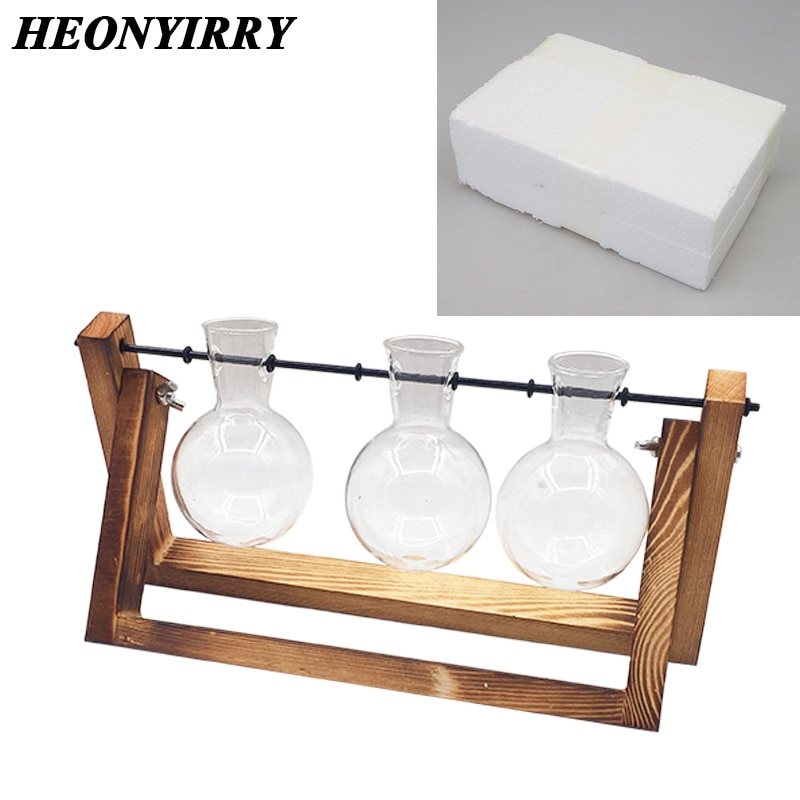Terrarium Creative Hydroponic Plant Transparent Vase Wooden Frame vase decoratio Glass Tabletop Plant Bonsai Decor flower vase — image 3
