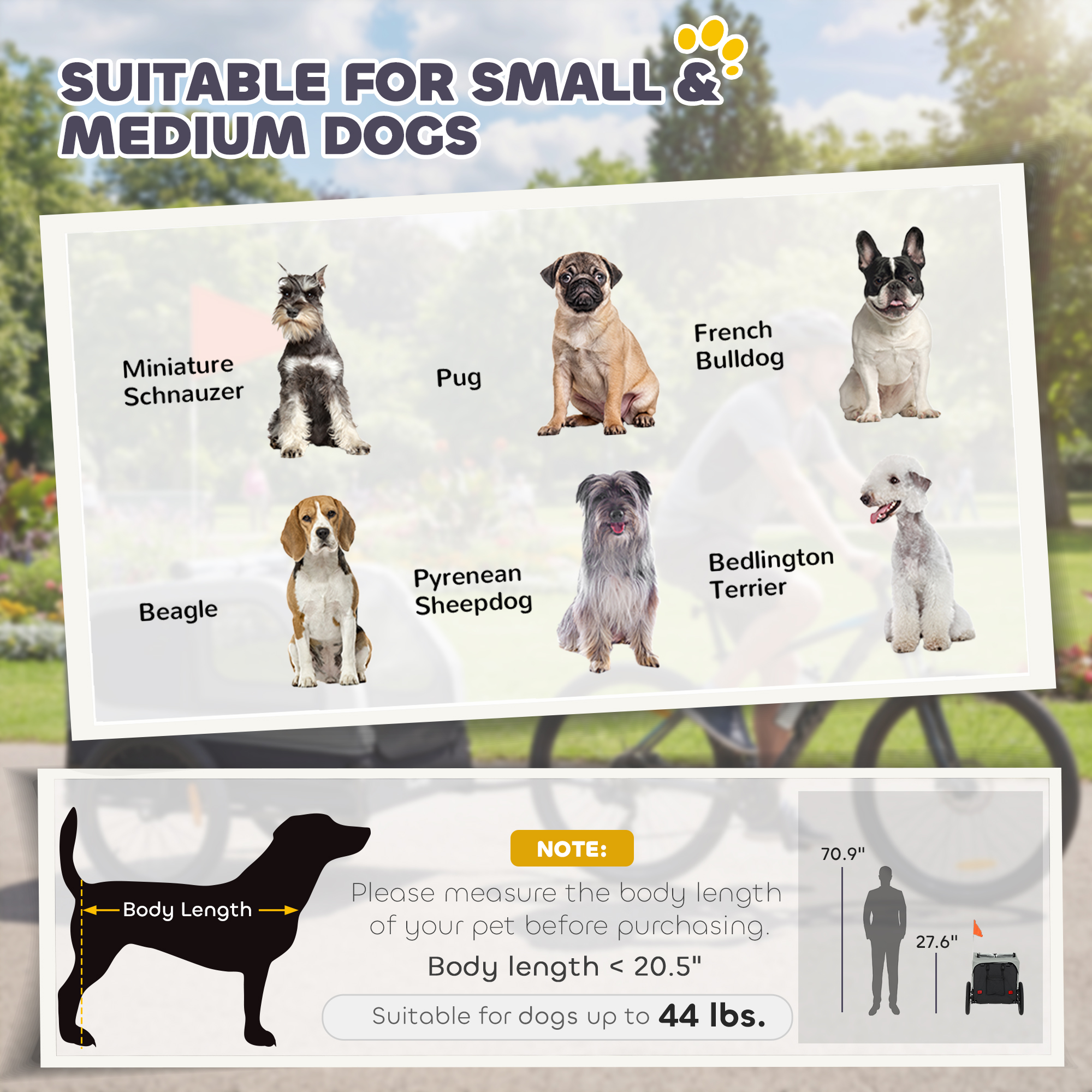 Dog Bike Trailer for Small & Medium Dogs, Universal Bicycle Coupler, Flip-Down Ramp Tailgate, Gray — imagen 5