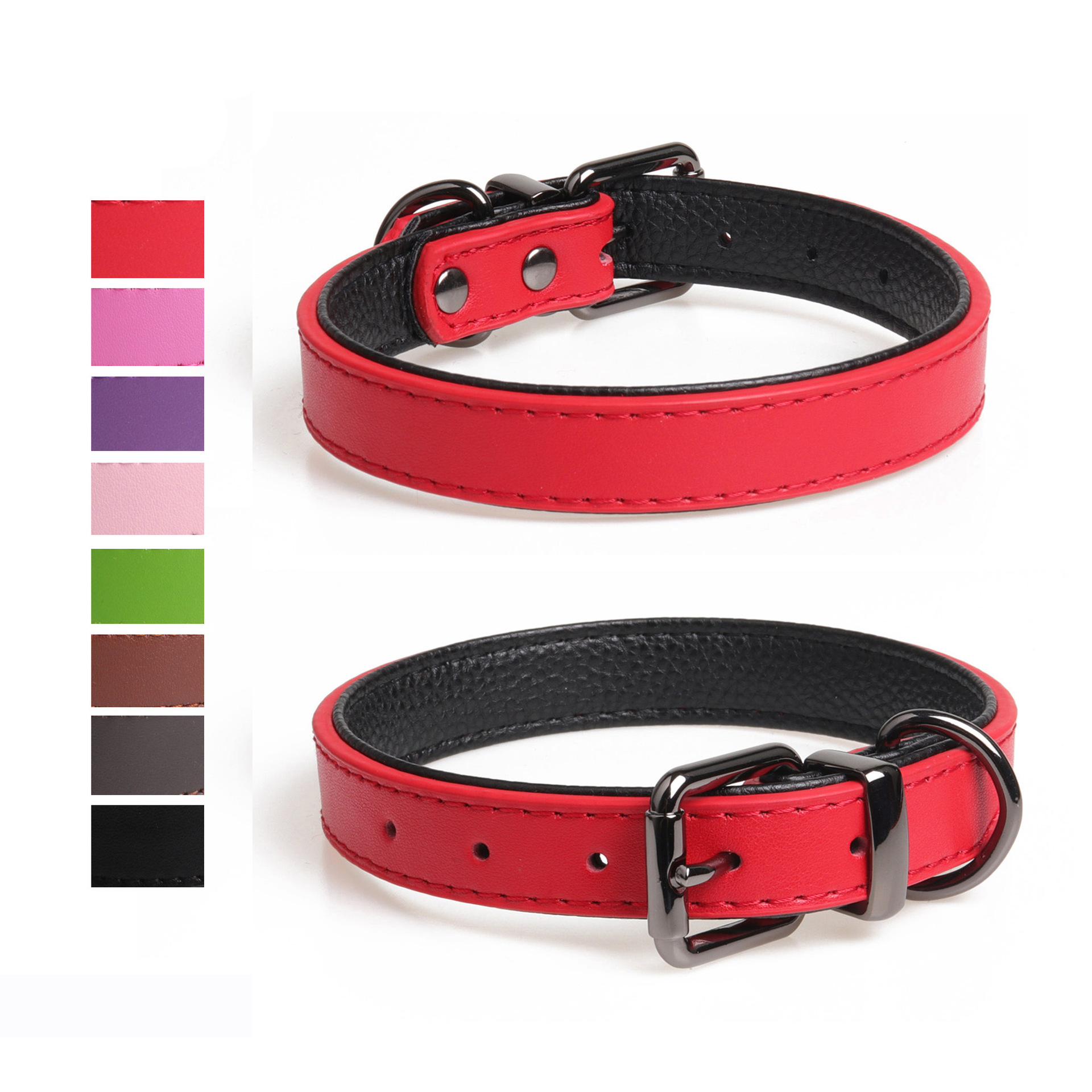 New High-Quality Leather Pet Collar Soft Double Leather Collar — image 1