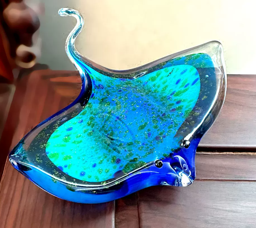 Colored glass ornament crystal manta ray sea fish for living room — image 5