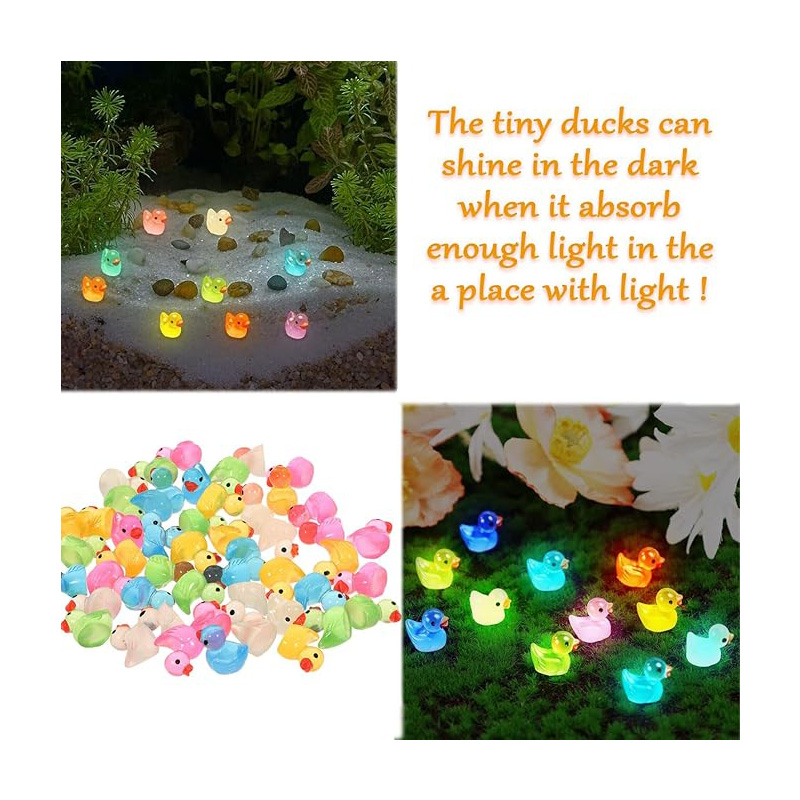 50 Piezas de Mini Patos de Resina Luminosos, Patos Miniatura que Brillan en la Oscuridad, para Jardines DIY, Casas de Muñecas, Accesorios de Pato, Micro Paisajismo, Acuarios y Decoración de Fiestas — imagen 6
