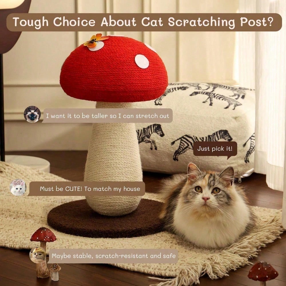 Poste de Rasguñado de Hongos Diseño Único, Envuelto en Sisal, Ideal para Gatos Medianos y Pequeños, Sin Montaje Requerido Juguetes para Gatos Árbol para Gatos — imagen 10