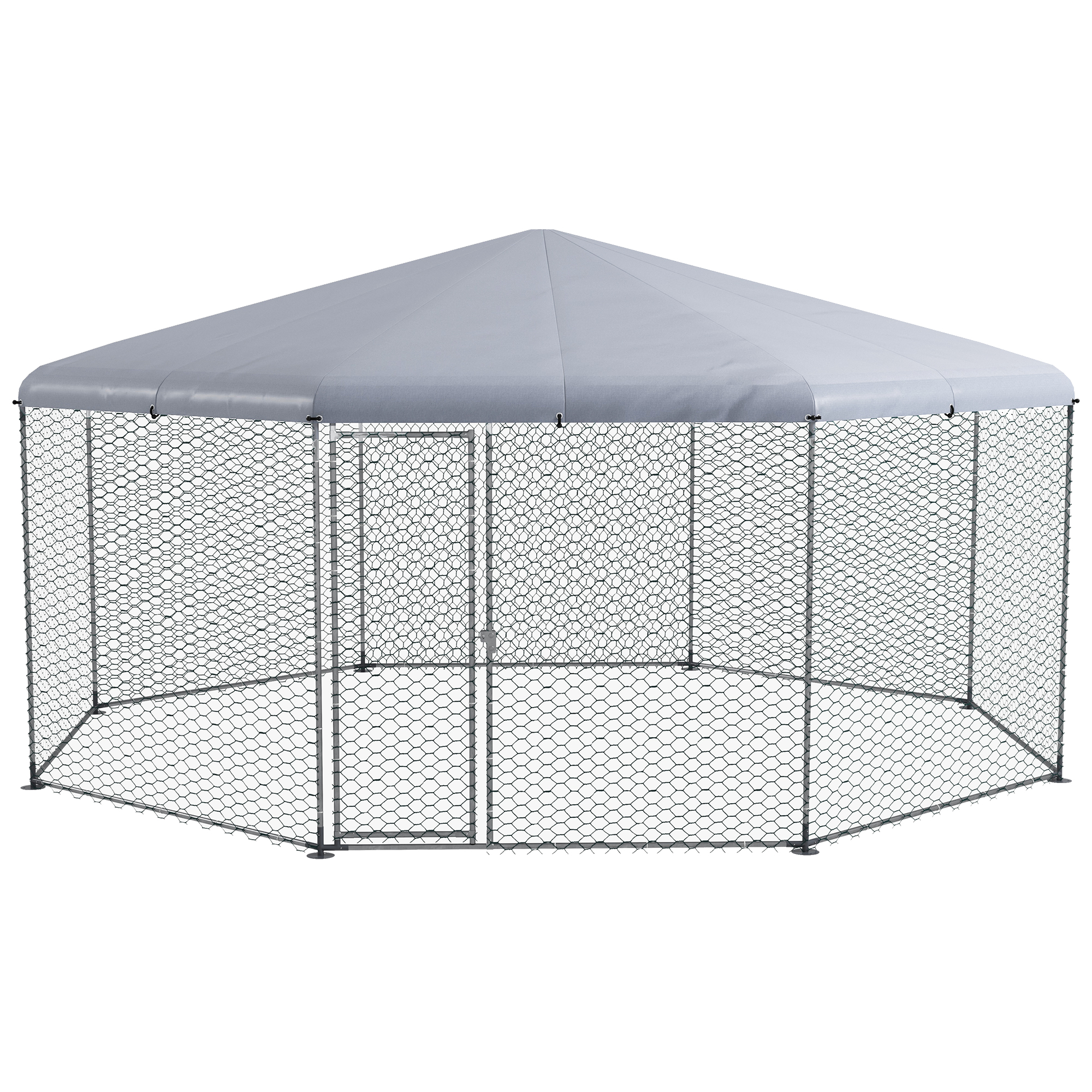 PawHut Large Metal Chicken Coop Chicken Run For Chicken, Ducks And Rabbits With Waterproof And Anti-UV Cover, Walk-in Poultry Cage Hen House For Outdoor And Yard Farm Use, 17' X 15.7' X 9' — image 1