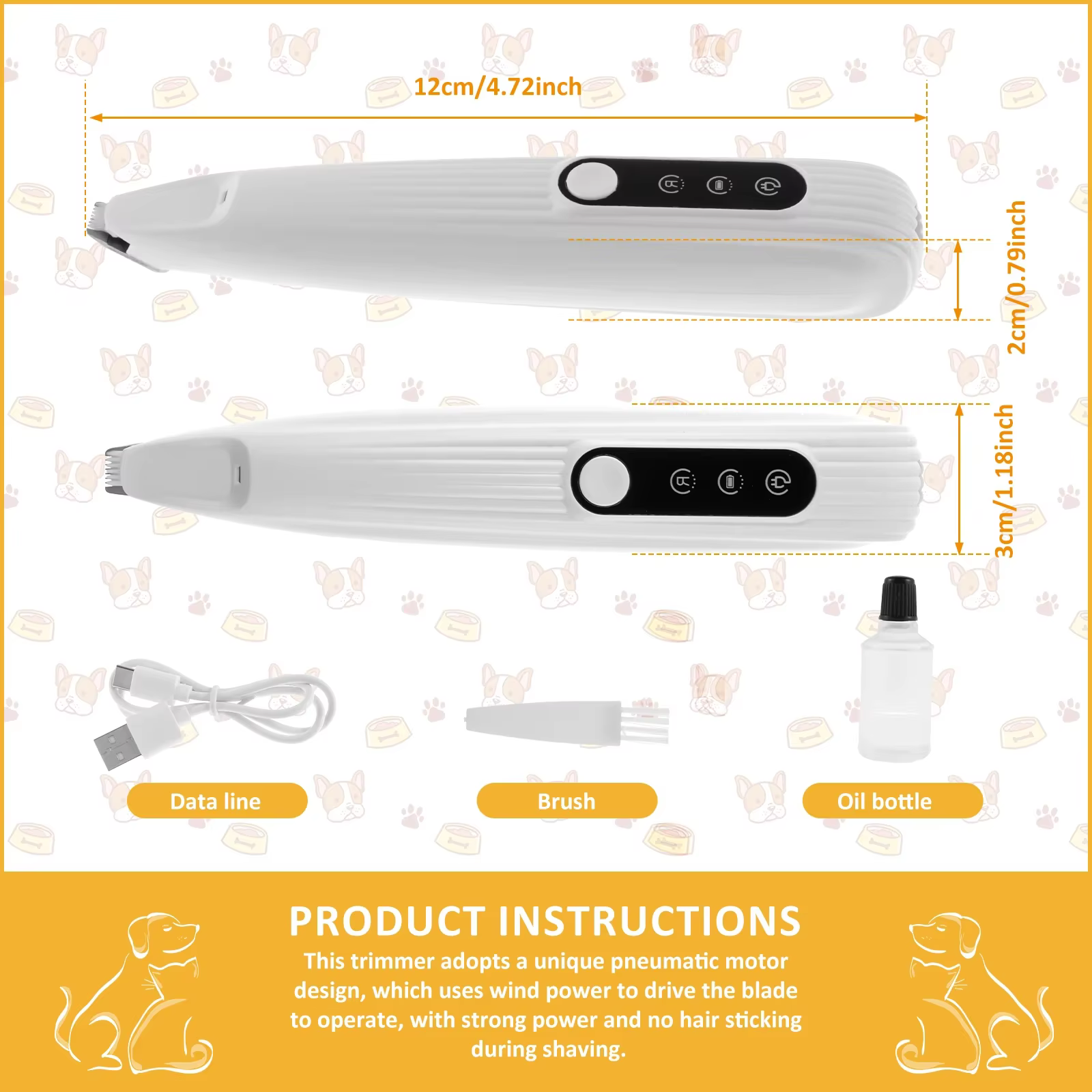 Pet Dog Paw Trimmer with LED Light Low Noise Shaver High-Speed Waterproof Dog Cat Hair Trimmer Clippers Cordless Grooming Tool — image 6