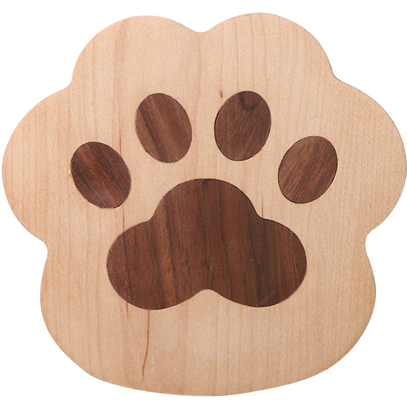 Black Walnut Cat Claw Coaster Creative Cute Solid Wood Insulation Pad Wooden Teapot Mug Pad — image 5