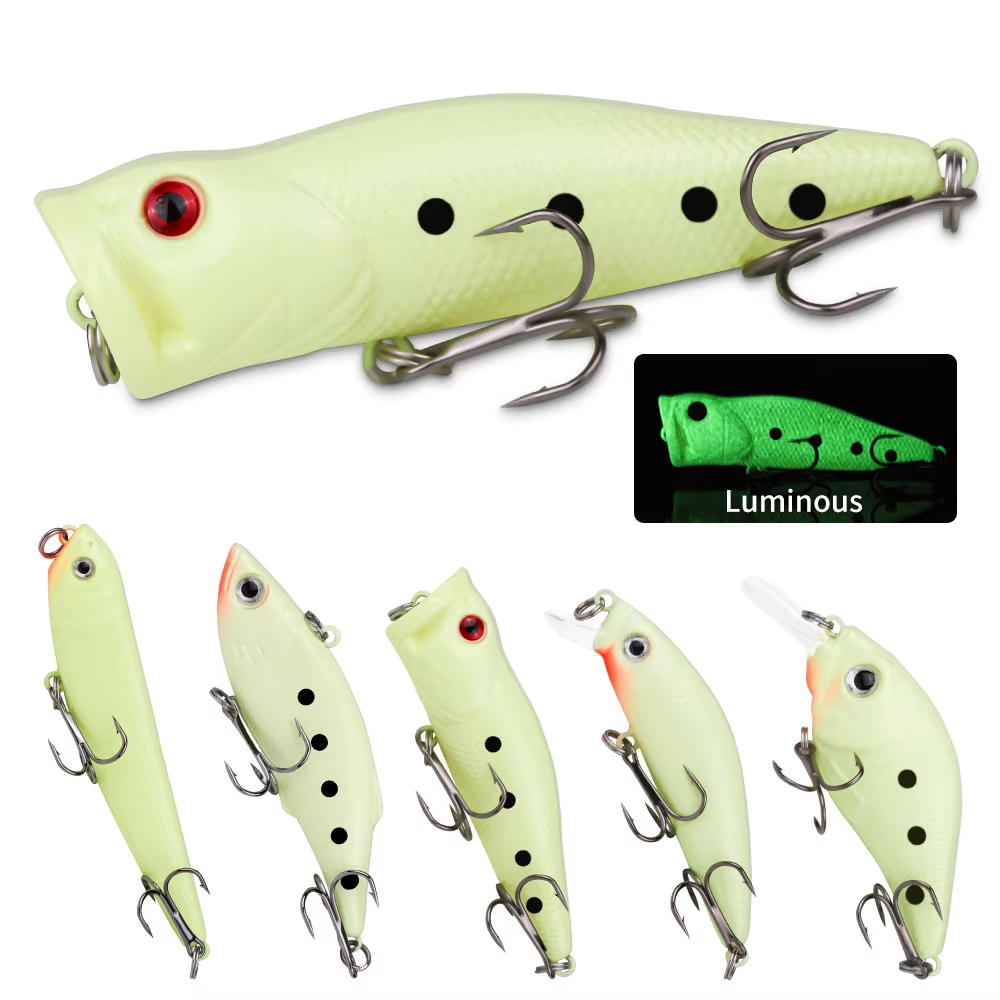 22pcs 1set Hard Lure Bait Soft Frog Popper Minnow Pencil VIB Luminous Lure Kit Durable Hooks Realistic Action Ideal — image 4
