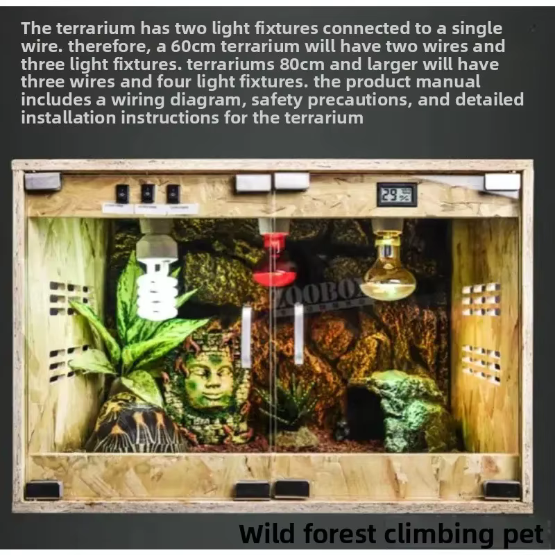 Reptile Terrarium with Rain System - Glass Enclosure for Chameleons & Lizards, Climber Cage for Sugar Gliders, Heated Vivarium — image 5
