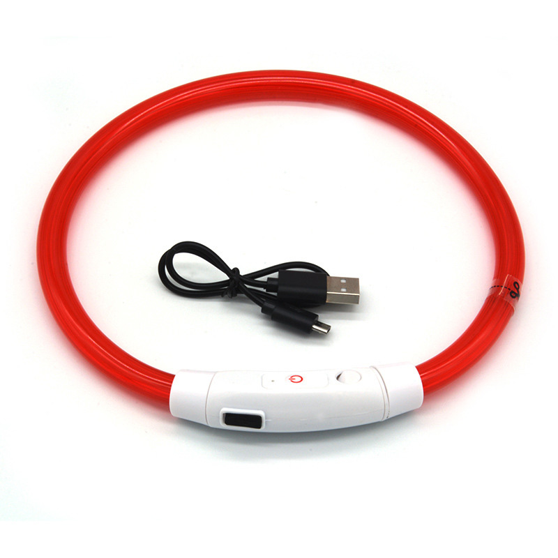 LED Fiber Optic Dog Collar - Multi-Color PVC, USB Rechargeable, Night Safety (S/M/L Sizes) — image 1