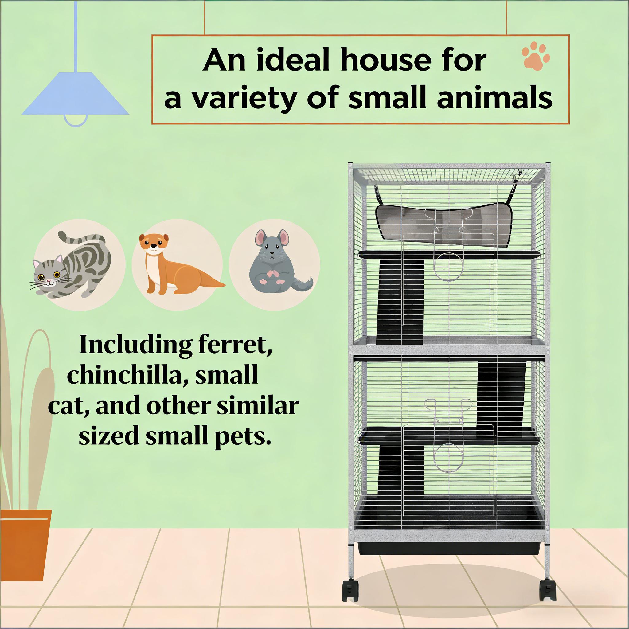 Spacious Pet House, Rolling Small Animal Hutch Cage, Small Pet Hutch — image 3