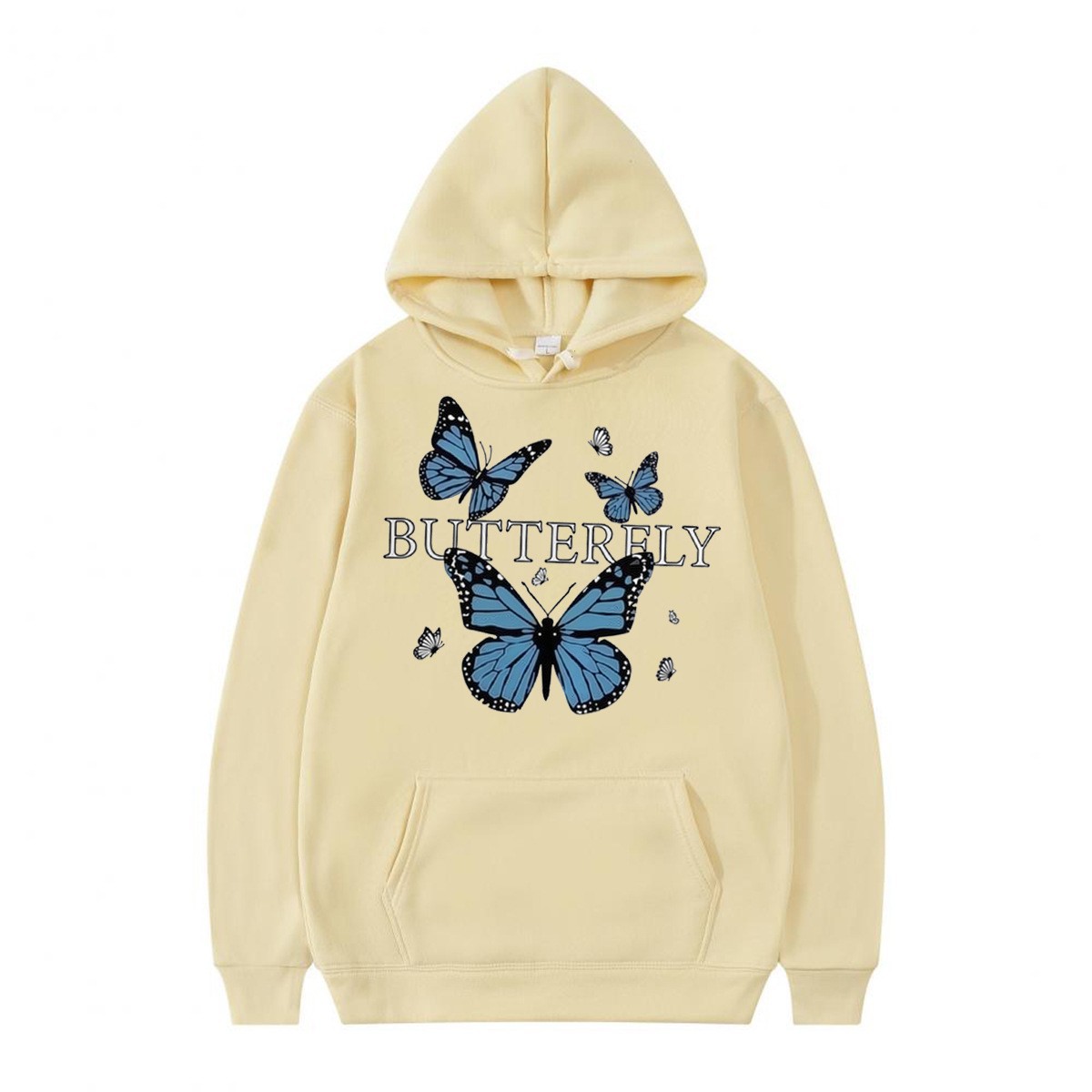 Hooded Sweatshirt with Butterfly Print Fun Pattern Casual Sporty Style — image 17