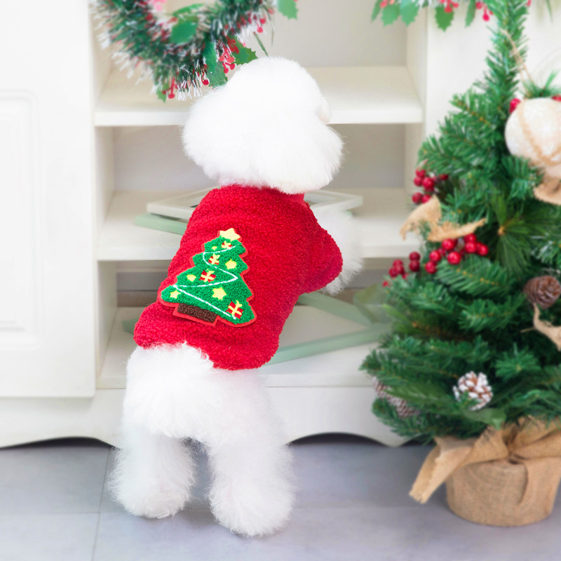 Dog Clothes Autumn/Winter Pet Clothes Teddy Small Dog Pet Clothes Winter 21 Christmas Tree Velvet Clothes — image 6