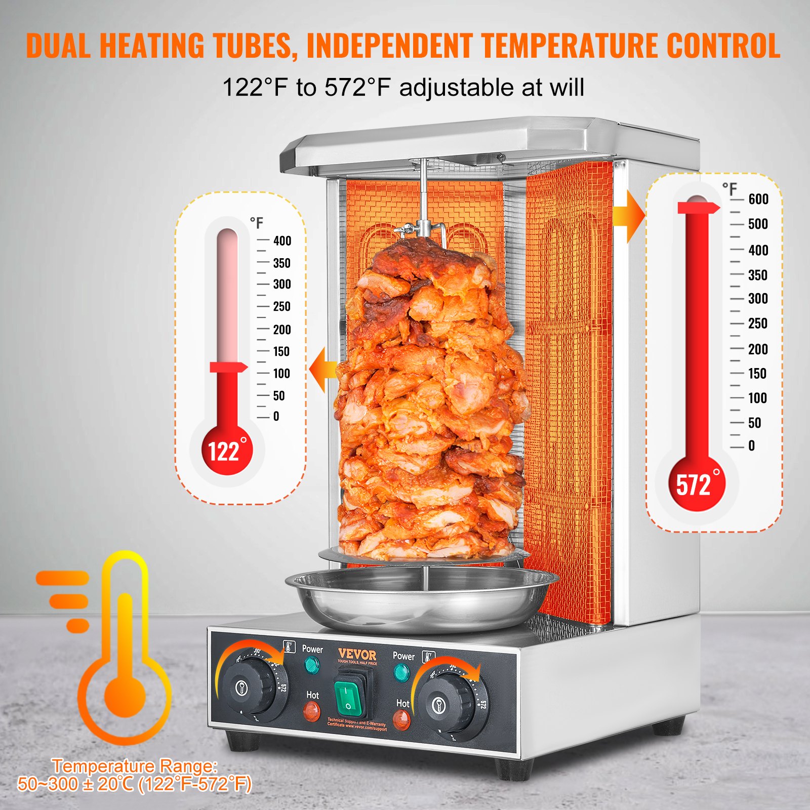 Shawarma Grill Machine, 13 Lbs Capacity, Chicken Shawarma Cooker Machine With 2 Burners, Electric Vertical Broiler Gyro Rotisserie Oven Doner Kebab Machine, For Home Restaurant Kitchen Parties — image 4