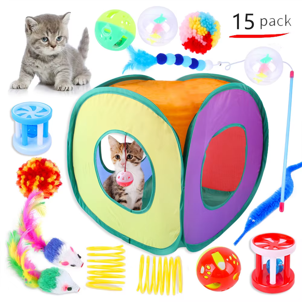 Set de 12-24 Piezas de Juguetes para Gatitos, Combinación Variada de Juguetes para Gatos, Varita Divertida, Ratón de Sisal, Cascabel, Pelota, Accesorios para Gatos — imagen 5