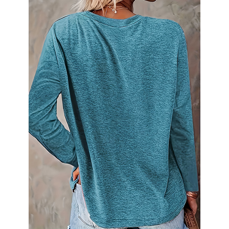 Women's Dragonfly Print Crew Neck T-Shirt, Casual Long Sleeve Top For Spring & Fall — image 2