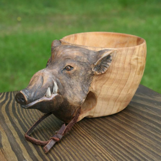 Taza de Madera Esculpidas a Mano - Kuksa Nórdica para Camping y Café — imagen 14