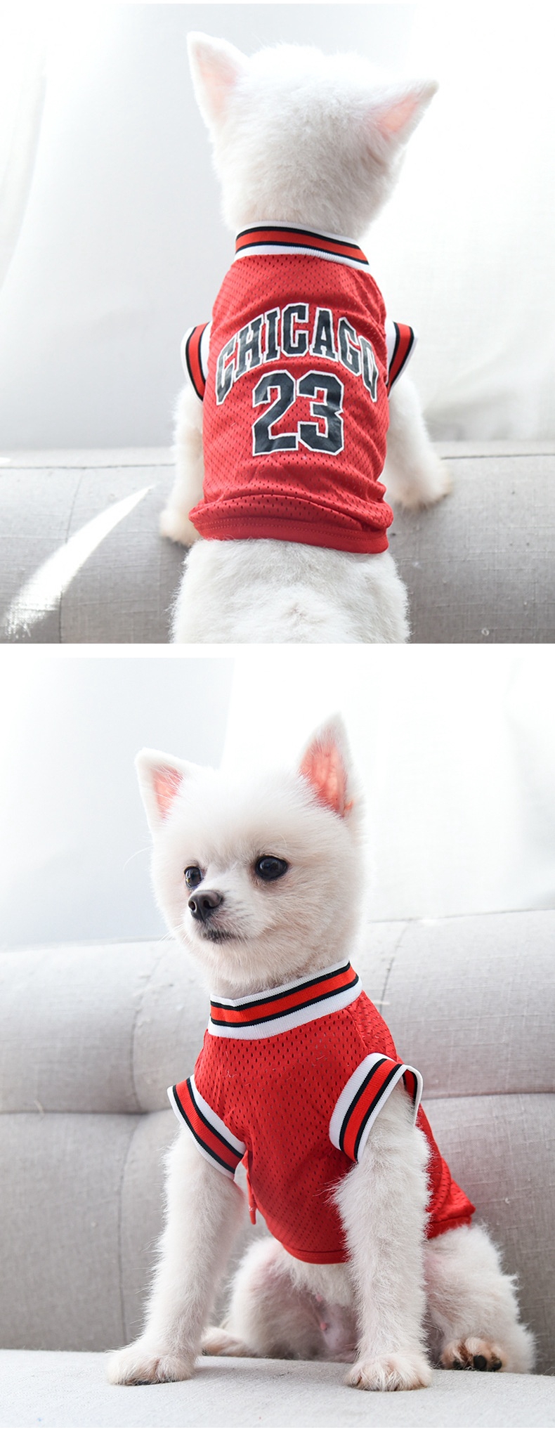 Ropa de Mascotas para Baloncesto Vestido Grande Malla Verano Ropa para Perros — imagen 5