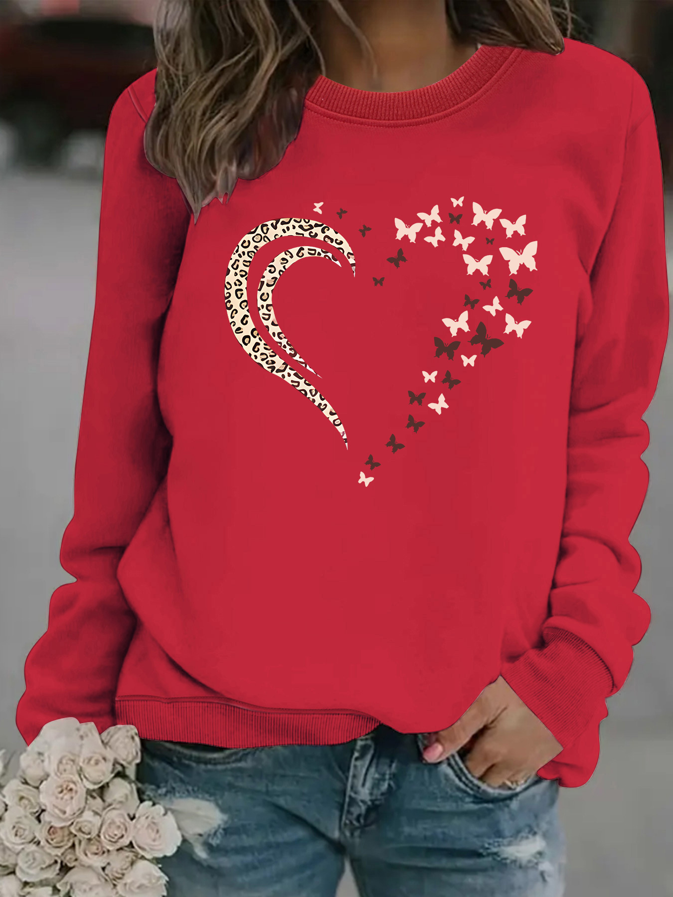 Butterfly print hoodie round neck hoodie — image 9