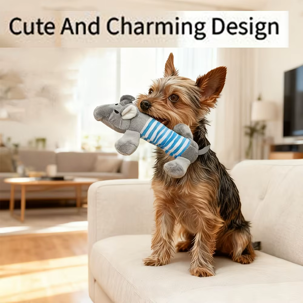 5PCS Plush Pet Toy Set, Large Gift Pack of Squeaky Toys for Small Dogs—Squeaks, Helps Clean Teeth, Keeps Your Dog Entertained — image 3