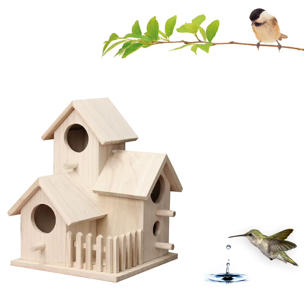 Wooden Mini Bird Cage Outdoor Hanging Birdhouse Box Garden Bird Cages Home Yard Decoration Bird Products Wooden Bird Parrot Nest — image 1