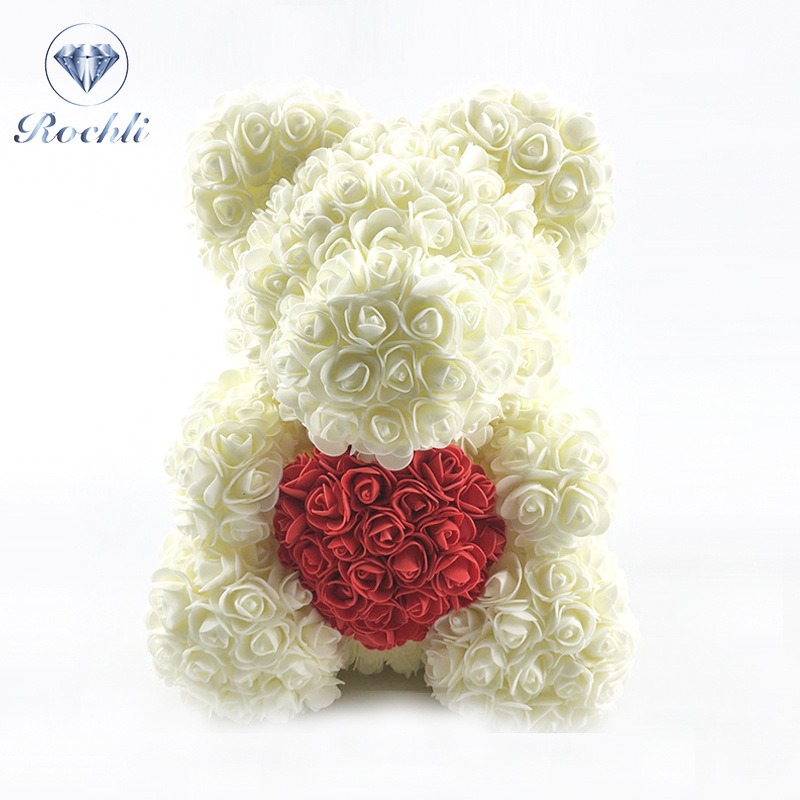 Ramo de rosas simuladas de oso que abraza el corazón, regalo de cumpleaños para ositos de peluche — imagen 17