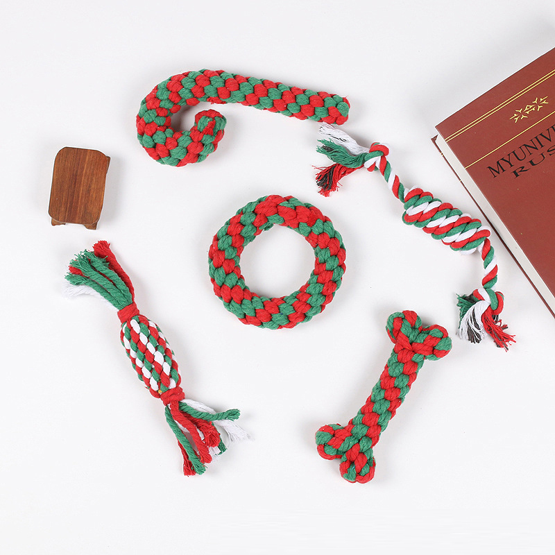 Pet Toys Christmas Series Christmas Combination Cotton Rope Toys Teeth Cleaning Teeth Grinding Dog Toys — image 12