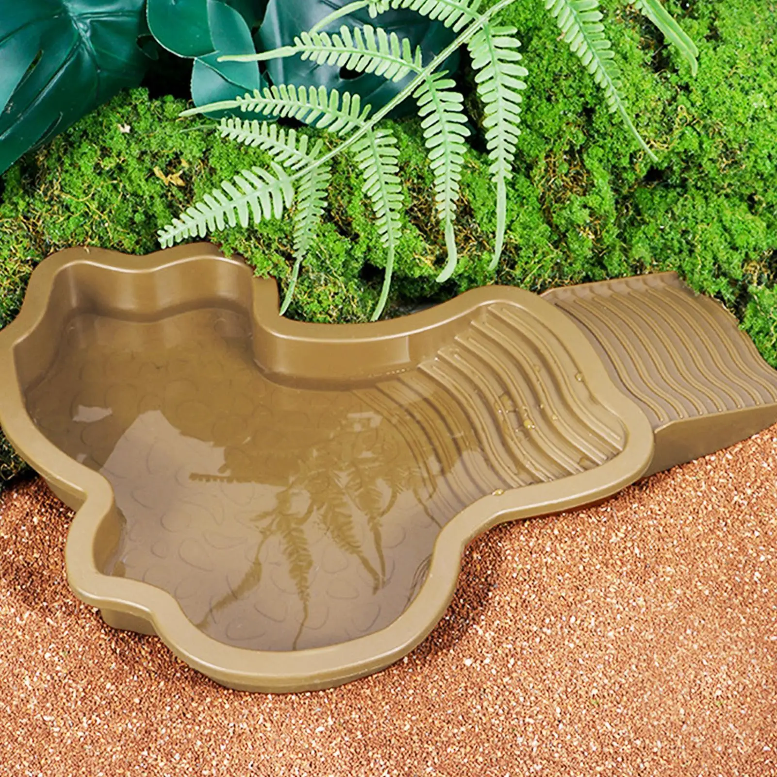Reptile Bathing Pool with Ramp Turtle Soaking Tub Slip Proof Water Bowl for Tortoise Bearded Dragon Gecko Terrarium Decoration — image 5