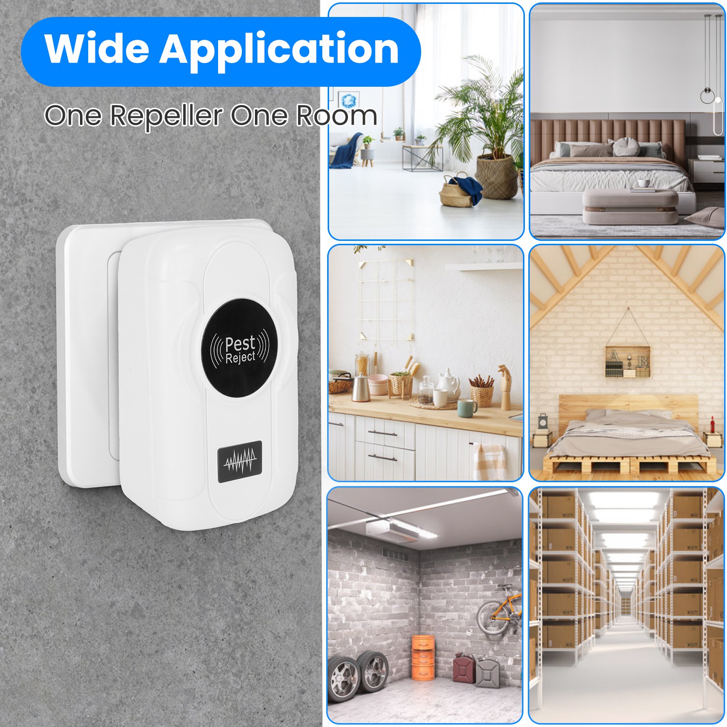 6 Pack 32-120KHz Ultrasonic Insect Repellent Indoor Plug In Bug Repellent Mosquito Roaches Mice Control With 3 Modes For Bedroom Garage Warehouse Office For Spring Summer — image 2