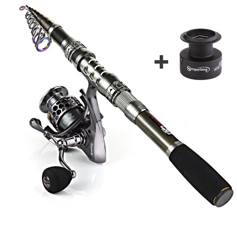 Sougayilang Fishing Rod Combos with Telescopic Fishing Pole Spinning Reels Fishing Carrier Bag Lure line Sets For Travel Fishing — image 3