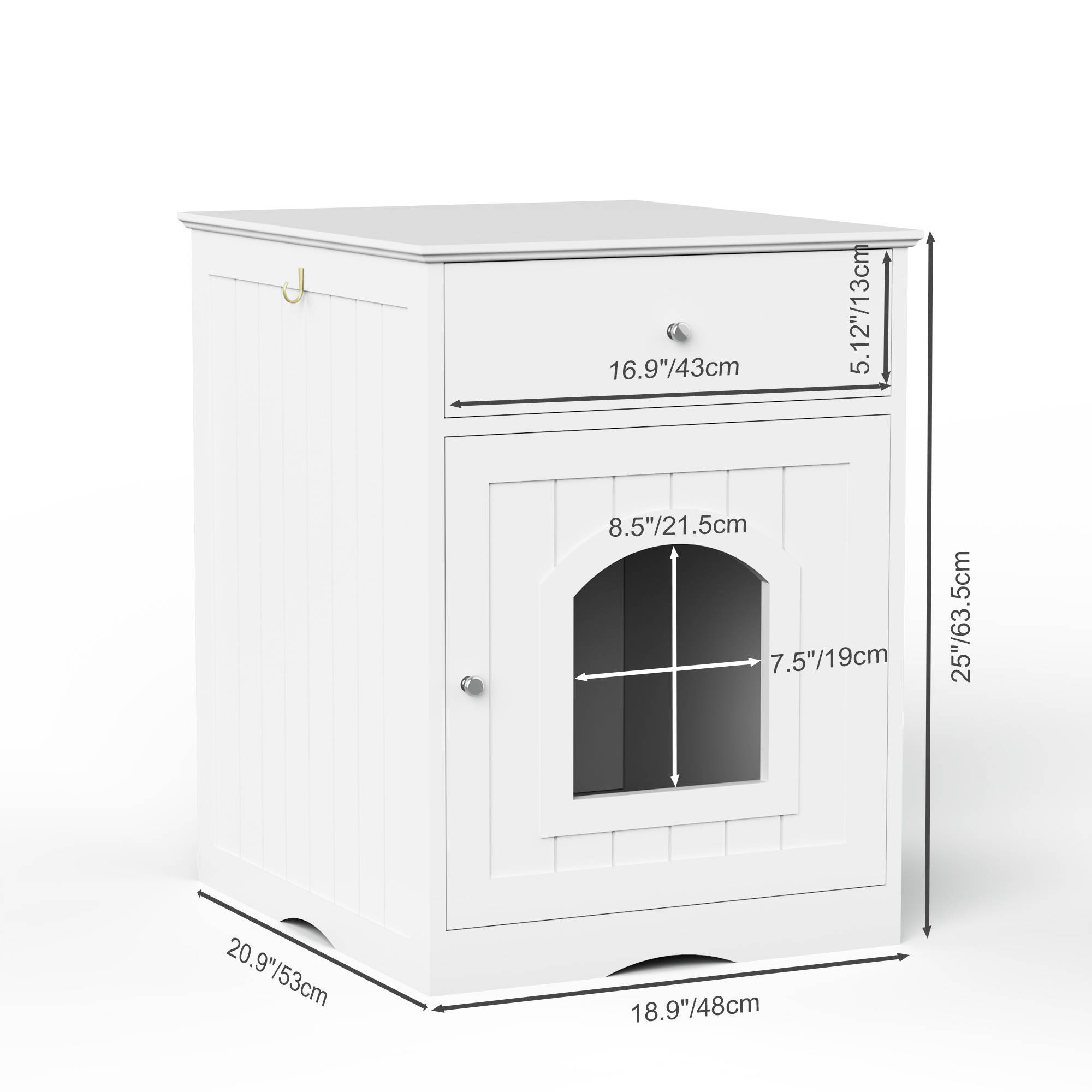 Wooden Pet House Cat Litter Box Enclosure With Drawer Side Table Cat Home Nightstand — image 10