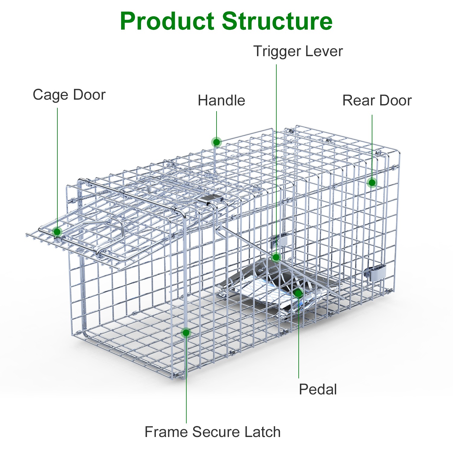 2Pzs Trampa Humanitaria de Puerta Única 18x8x10In para Animales Vivos, para Primavera y Verano, Plegable, Jaula de Hierro Galvanizado para Capturar y Liberar Ardillas, Mapaches, Gatos Ferales, Comadrejas, Armadillos, Zarigüeyas Pequeñas — imagen 2