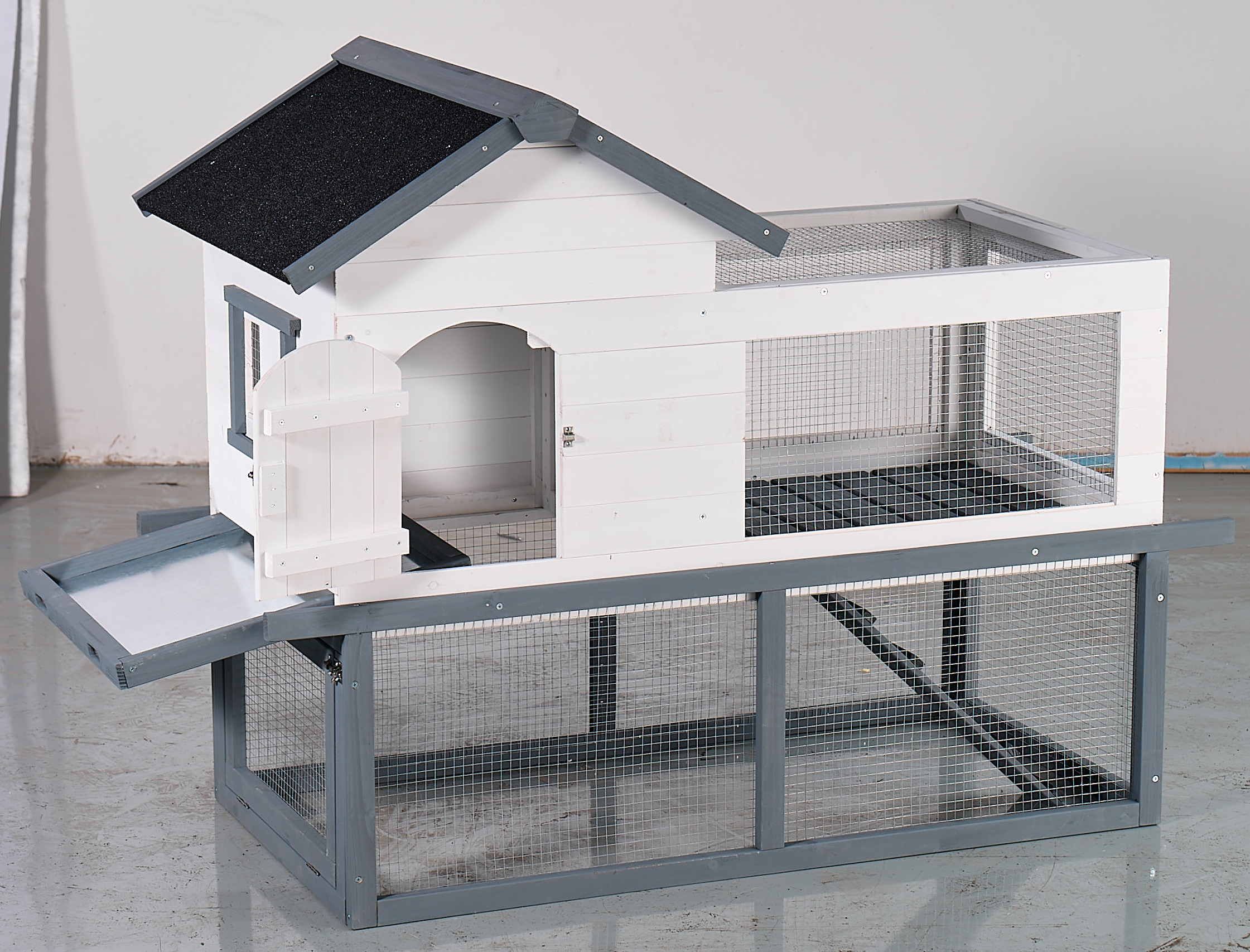 53-inch Double-tier Wooden Outdoor Indoor Waterproof Chicken Coop And Rabbit Hutch Complete With A Roof, Stairs, And A Removable Cleaning Tray Suitable For Small To Medium Pets — imagen 4