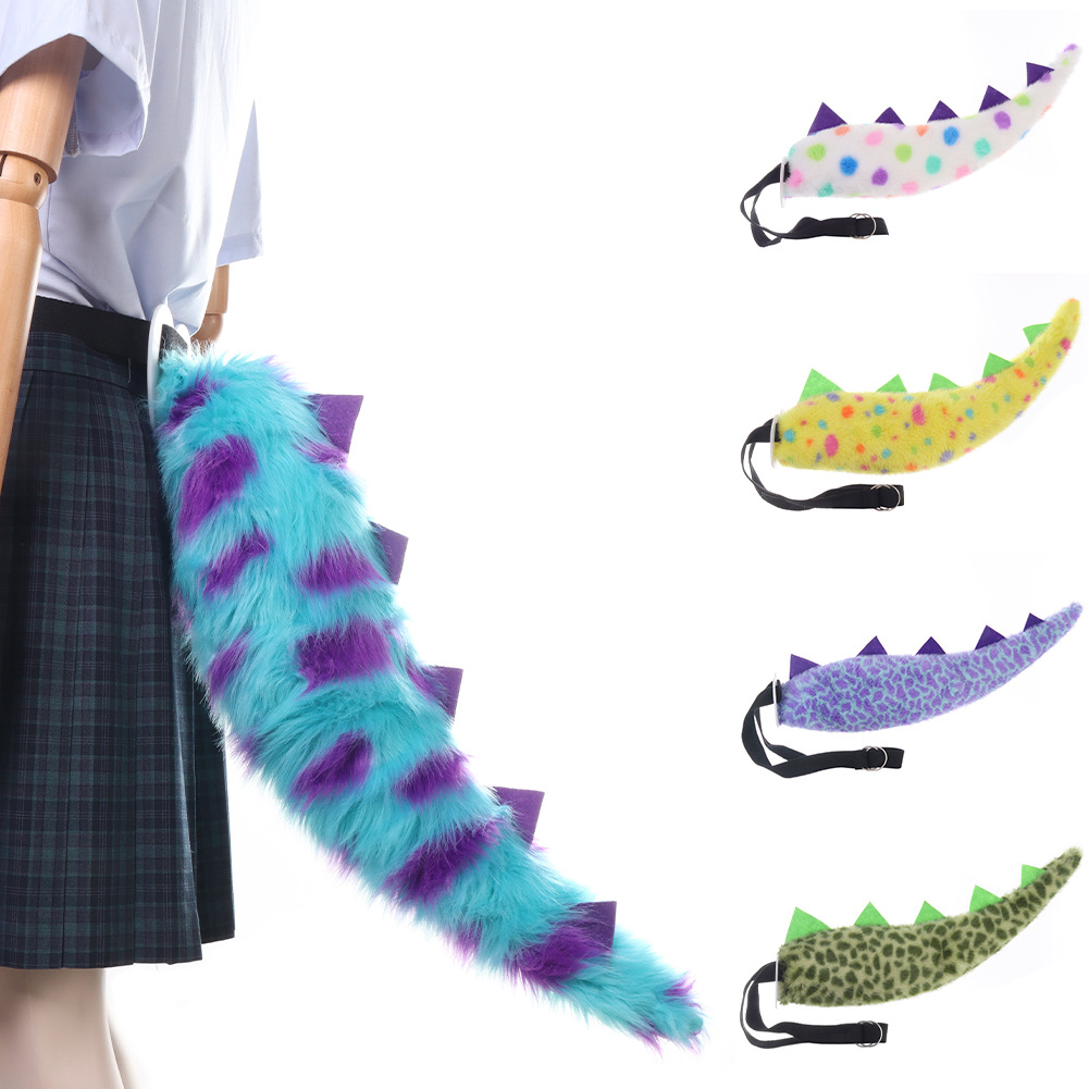 Halloween Green Dinosaur Tail Cosplay Monster Sulley Tail Adjustable Children's Performance Stage Prop — image 3