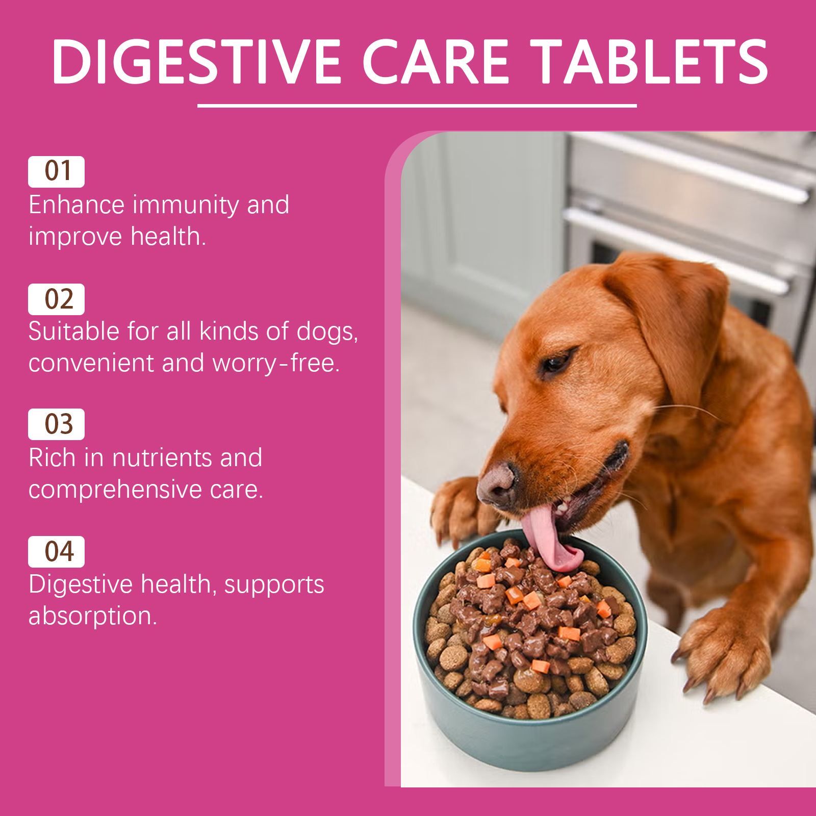 Dog Pre & Probiotic Digestive Care Tablets, Gut Health Supplement For Dogs, Supports Digestion, Immunity, Skin & Vision Health, 80 Chewable Tablets — image 3