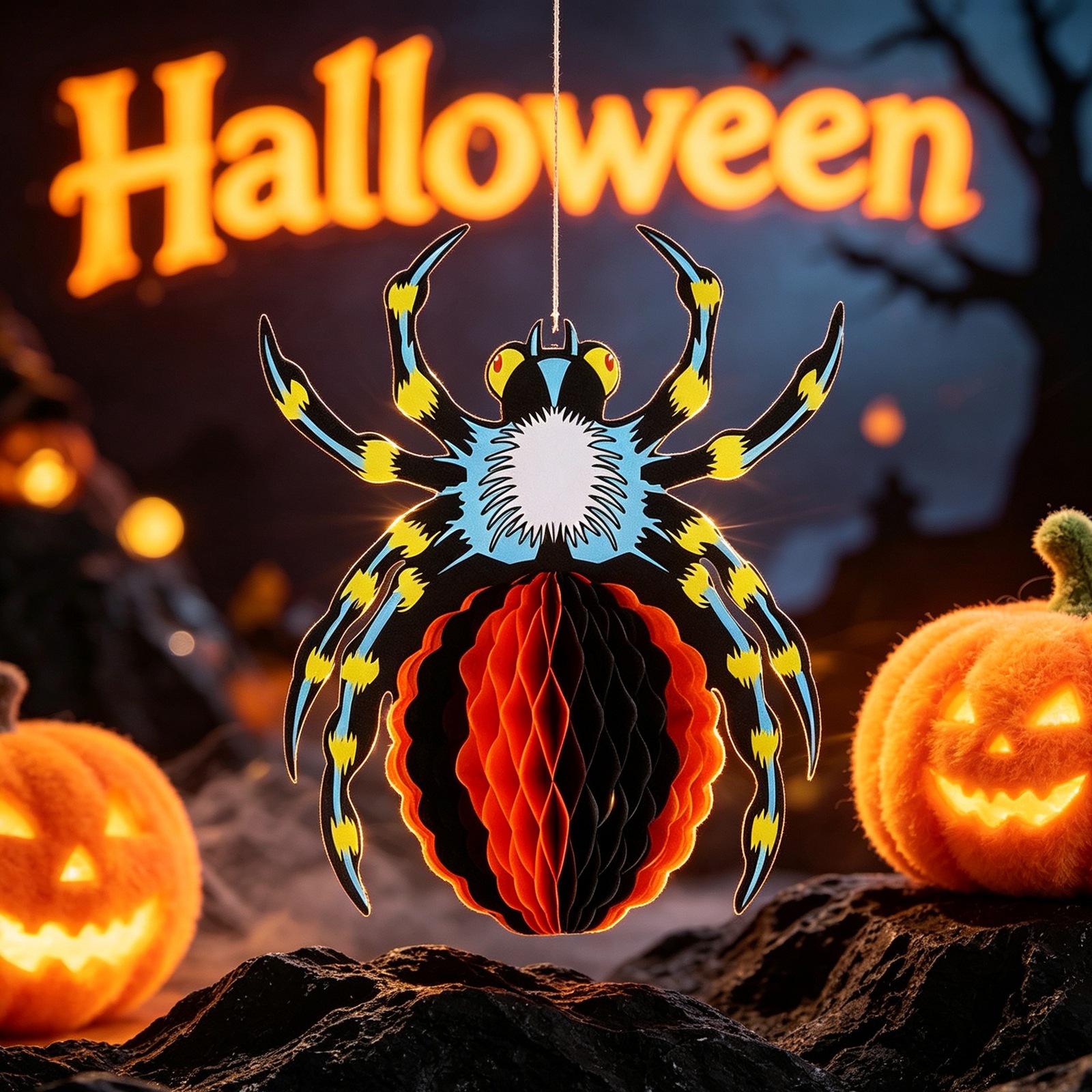 Halloween Honeycomb 3D Spider Haunted House Bar Atmosphere Paper Honeycomb Ball Hanging Decoration Fake Ghost Background Props — image 4