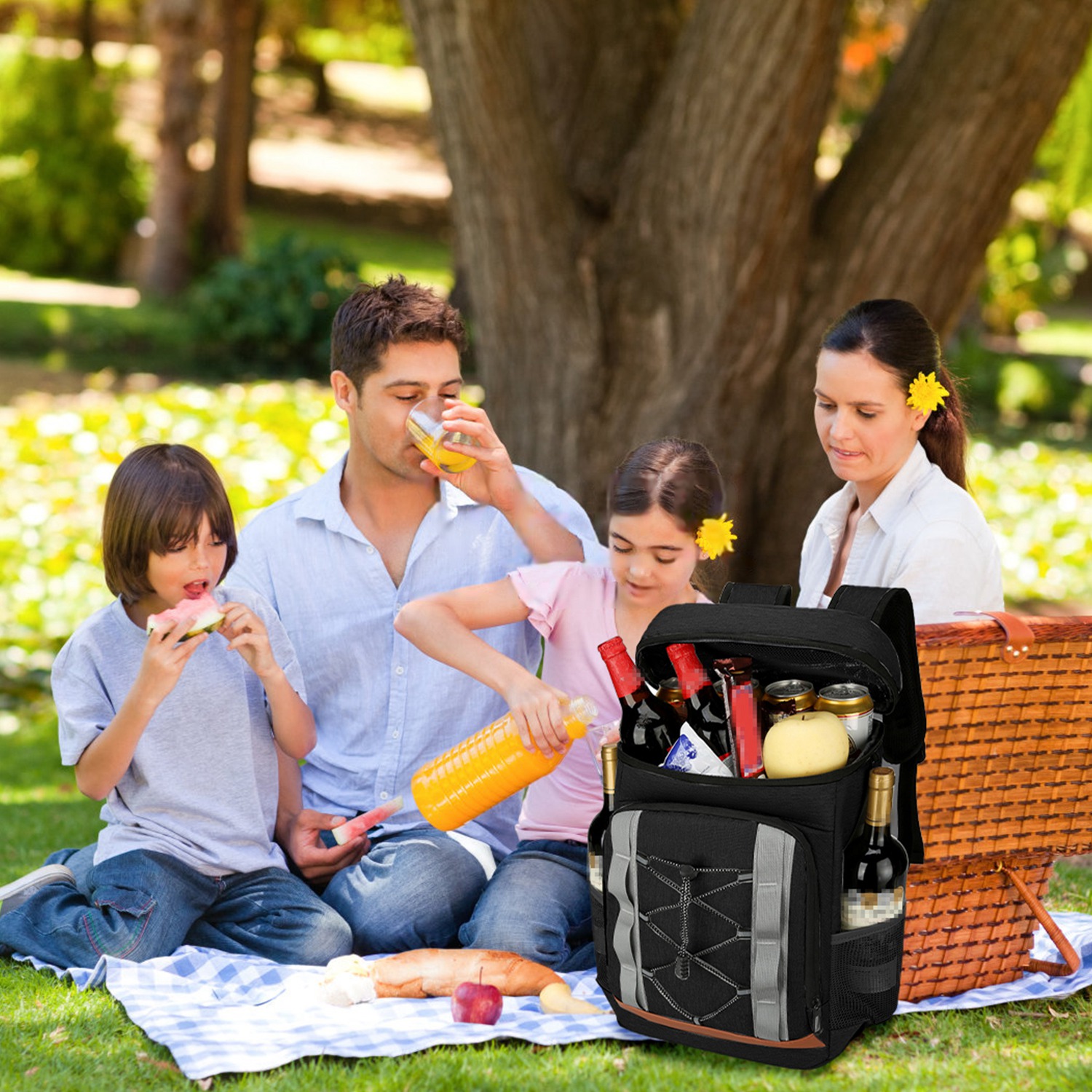 Opciones Gris-Negro - 1 Pieza Bolsa de Enfrío para Caminar con 36 Cánicas Resistentes al Derrame y Aisladas, 25L / 6.6 Gal para Pícnic, Camping, Playa, Senderismo, Pesca y Viajes — imagen 8