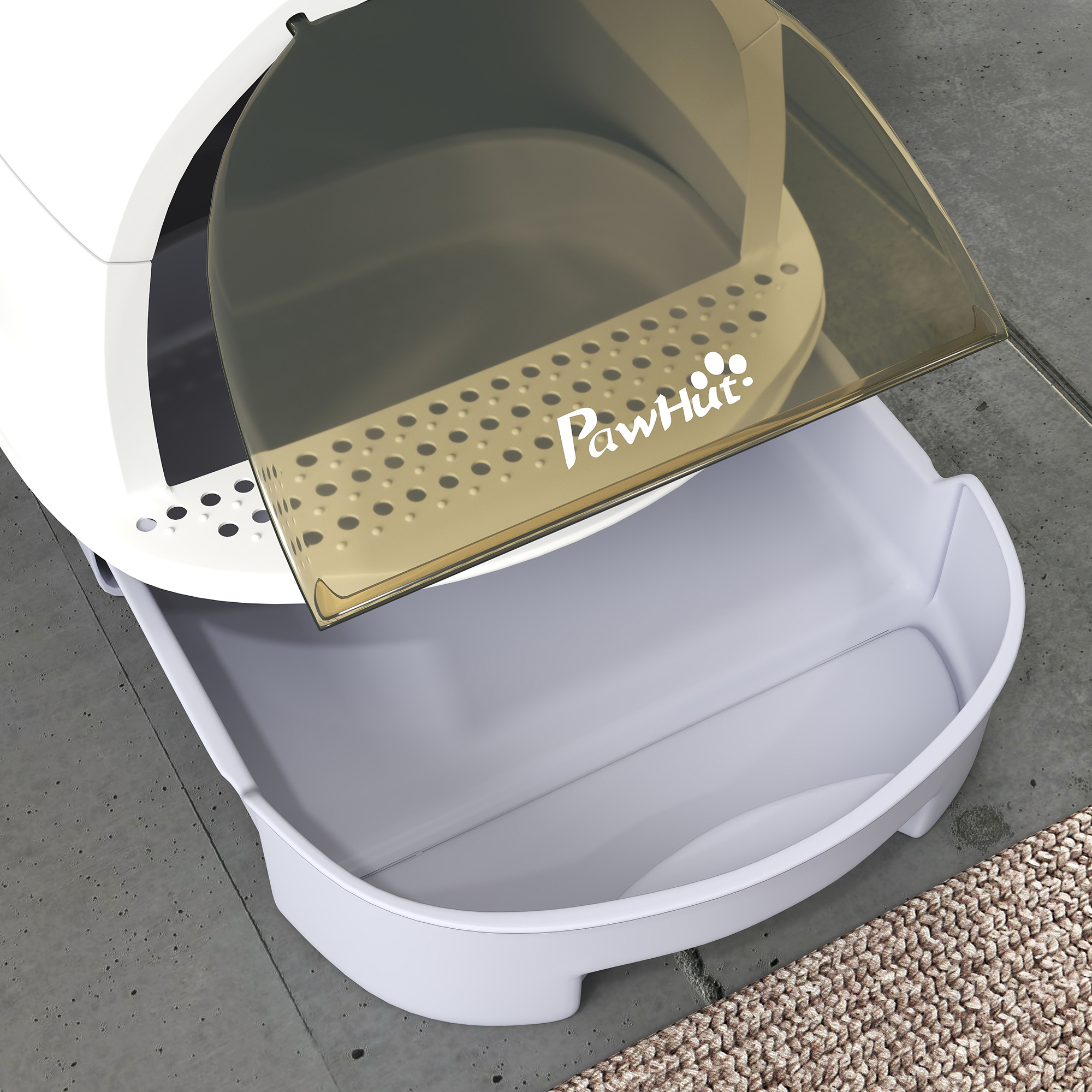 Covered Cat Litter Box with Lid, Scoop, Deodorizing Bags for Odor Control, Privacy, Easy to Clean, Gray — imagen 2