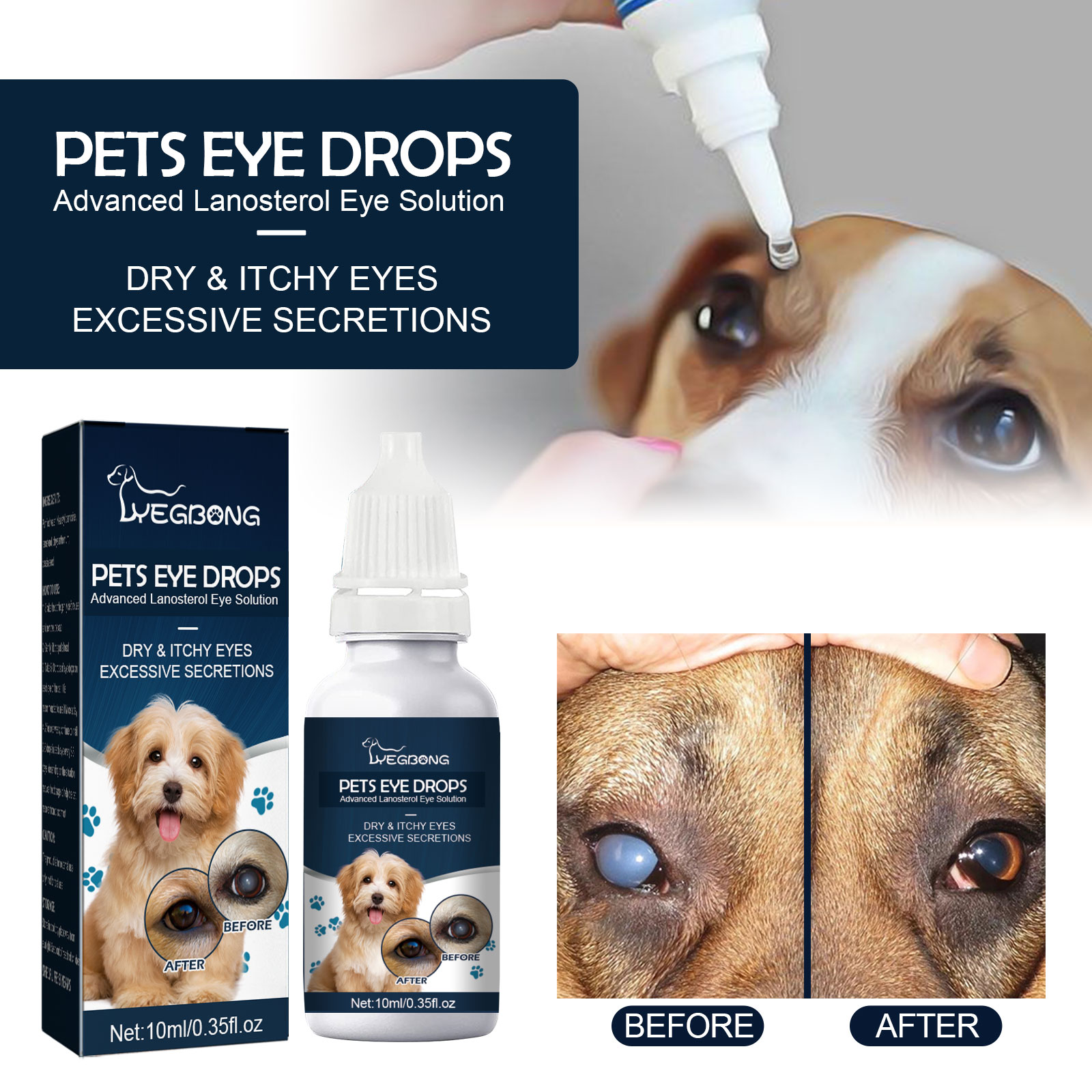Pet Eye Drops, Cats And Dogs Remove Tears Relieve Eyes Itchy Cleansing Eye Drops — image 4