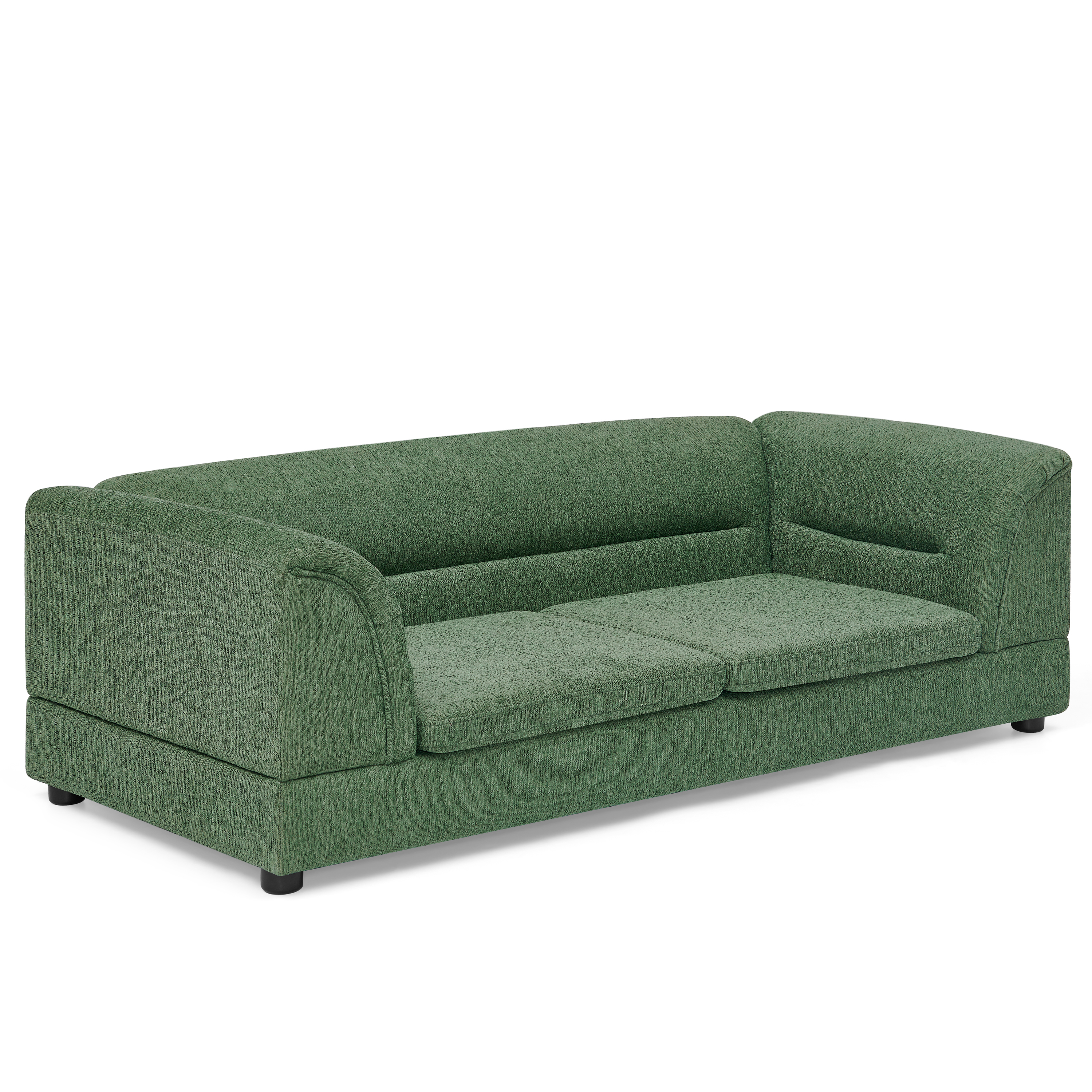 Oversized Pet Sofa, Curved Armrest Rectangular Dog Sofa, Linen Fabric Comfort Pet Couch for Large & Oversized Dogs-Olive Green — image 5