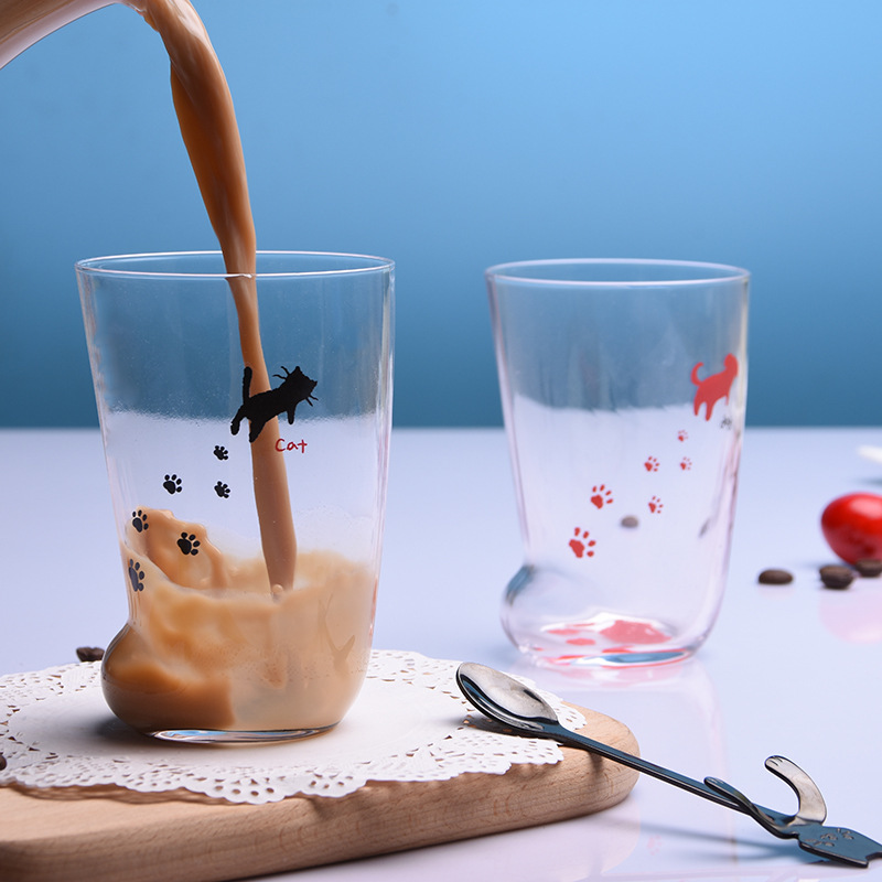 Creative Cute Cat Paws Glass Tiger Paws Mug Office Coffee Mug Tumbler Personality Breakfast Milk Porcelain Cup Gift — image 5